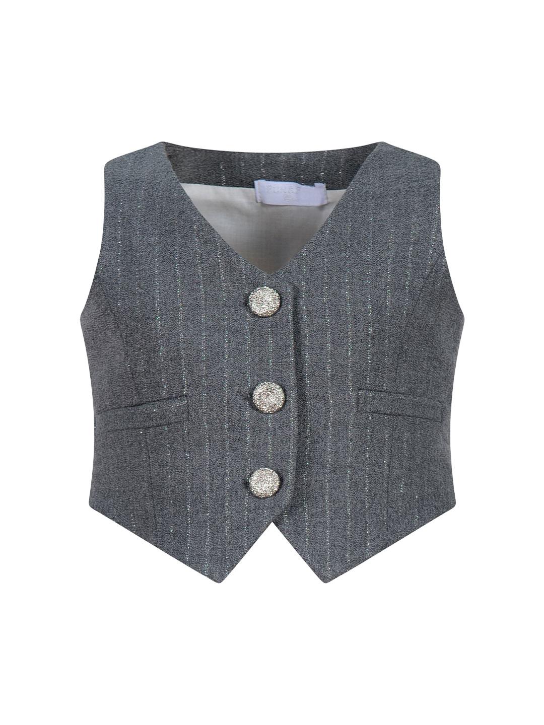Fun & Fun gilet kids grigio con bottoni in strass 00137 GRIGIO FUN & FUN 