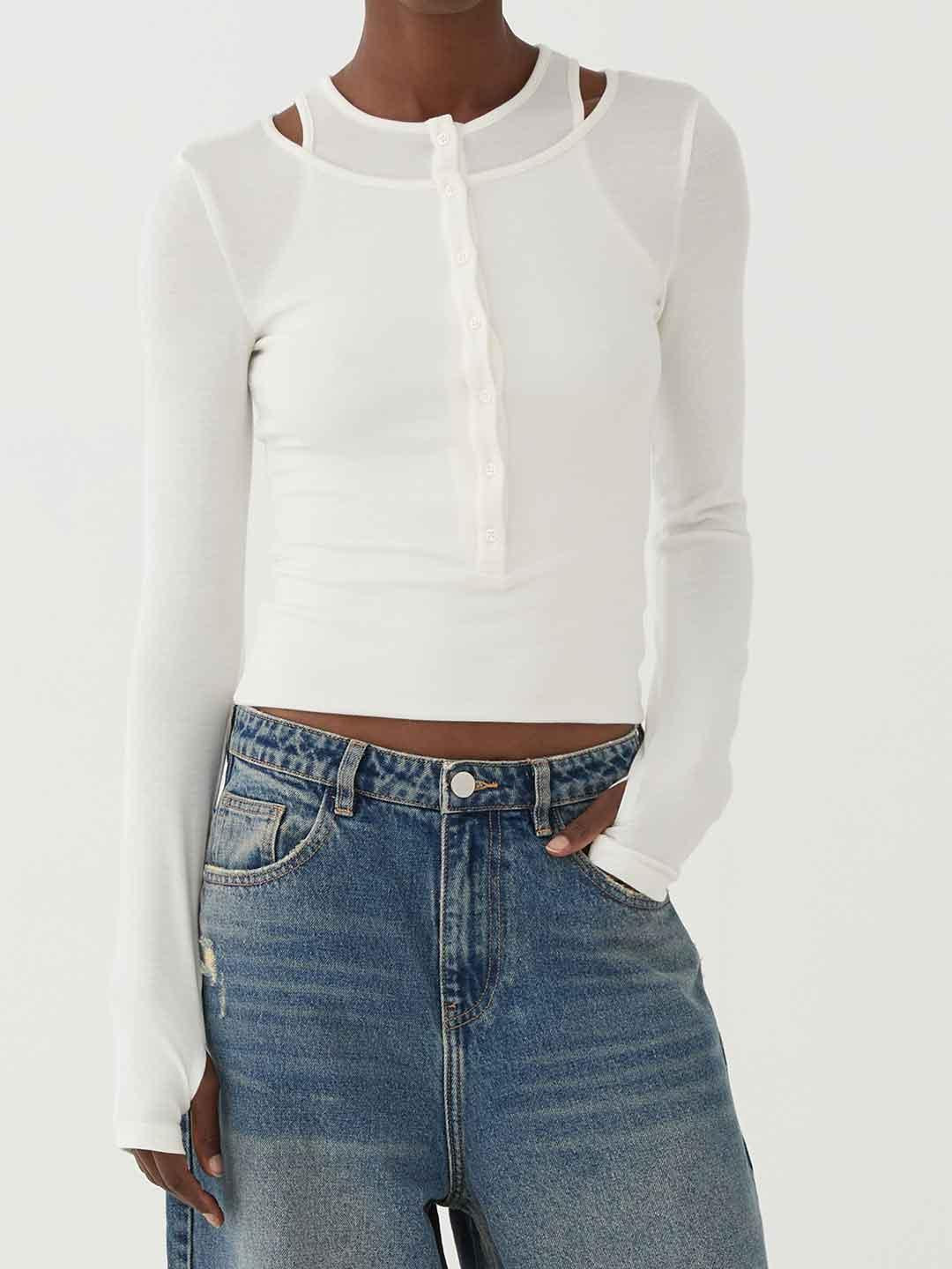 Eleh t-shirt bianco manica lunga SS260253 BIANCO ELEH 