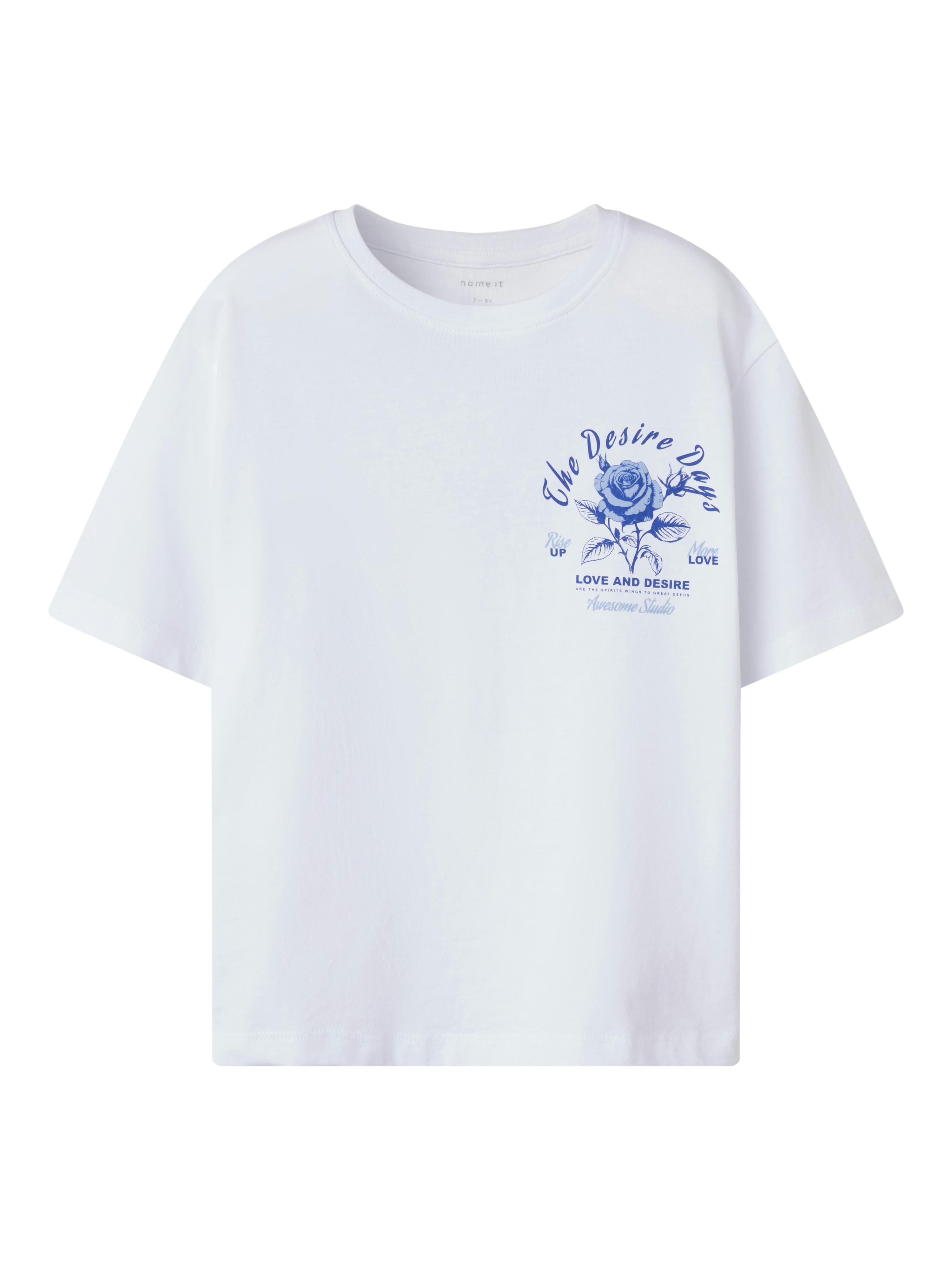 Name It t-shirt kids bianco con rose blu 13243360 BLU NAME IT 