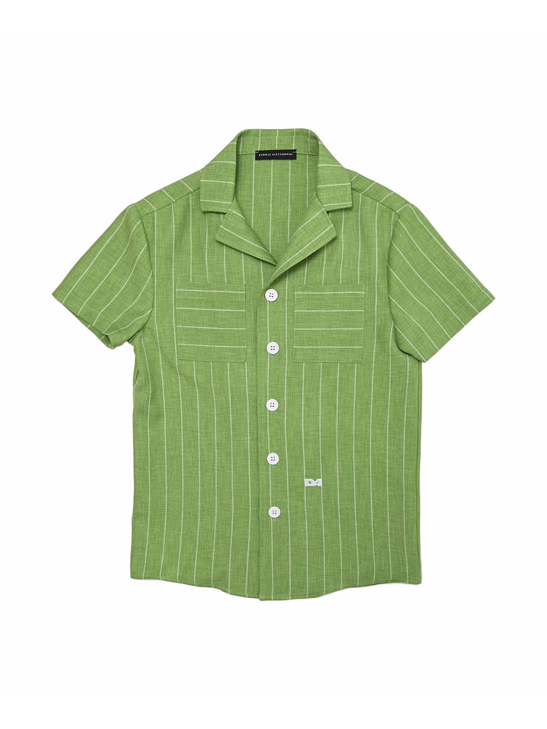 Daniele Alessandrini camicia kids verde a righe 1236C00161 VERDE DANIELE ALESSANDRINI 