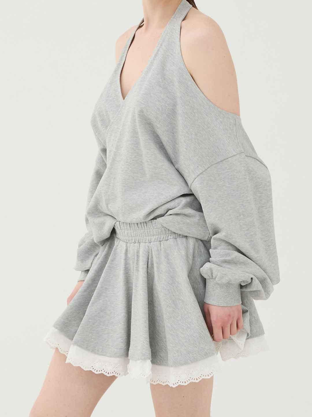 Eleh felpa grigio con scollo incorciato SS260193 GRIGIO ELEH 