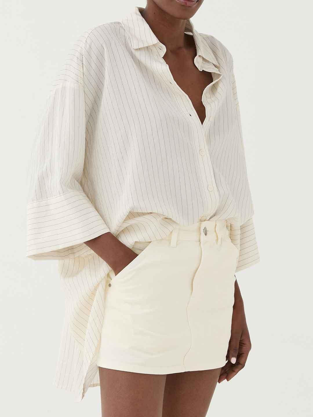 Eleh camicia panna con righe nere SS260297 PANNA ELEH 