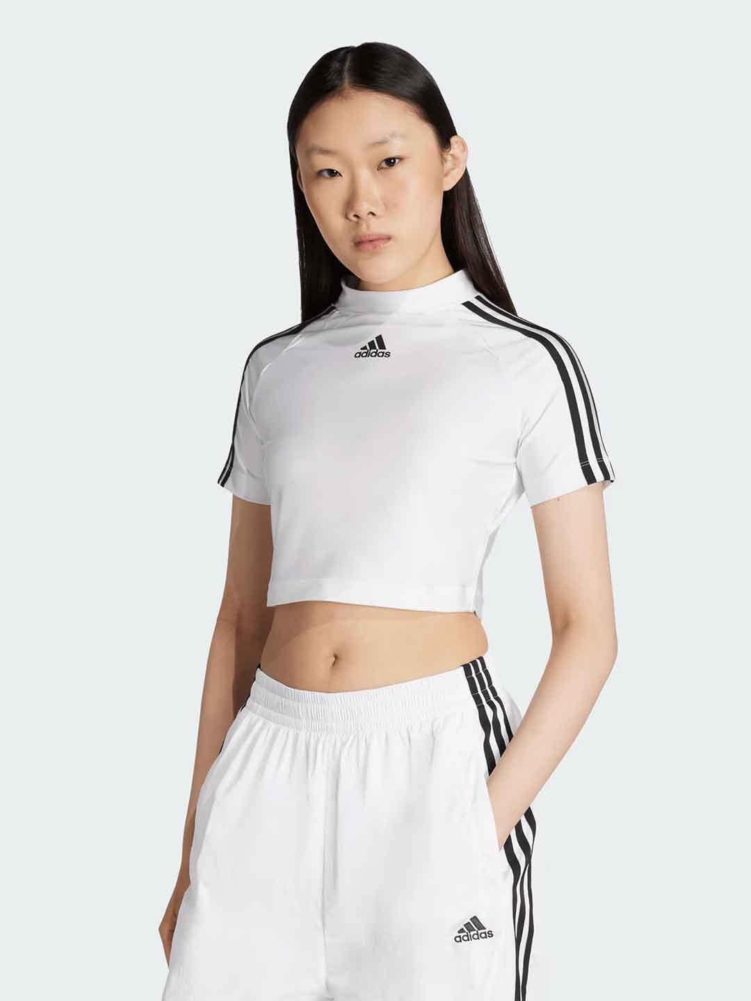 Adidas t-shirt bianco crop JZ8279 BIANCO ADIDAS 