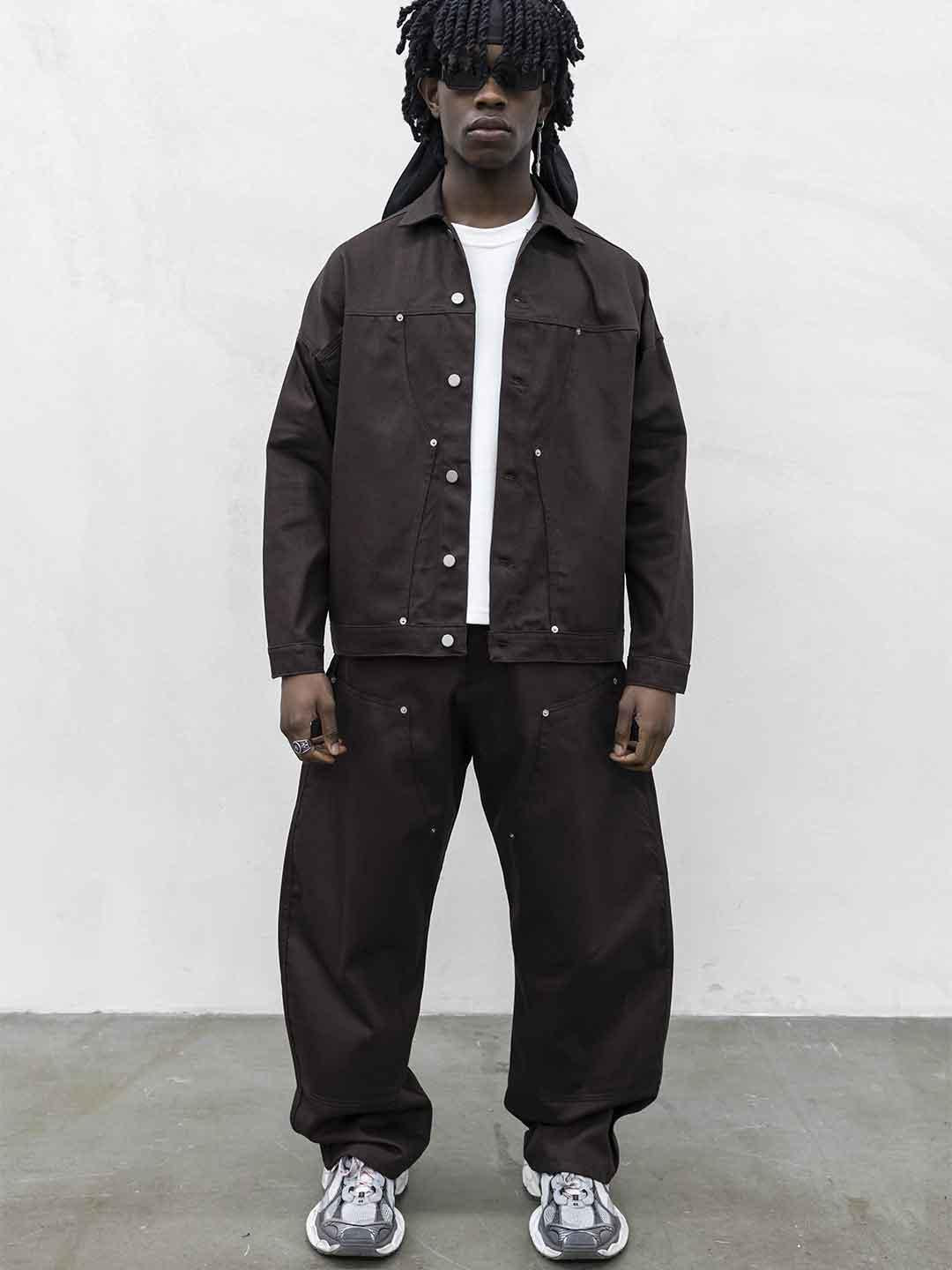 Present Day Carpenter coordinato marrone in jeans PRS118 MARRONE PRESENT DAY 