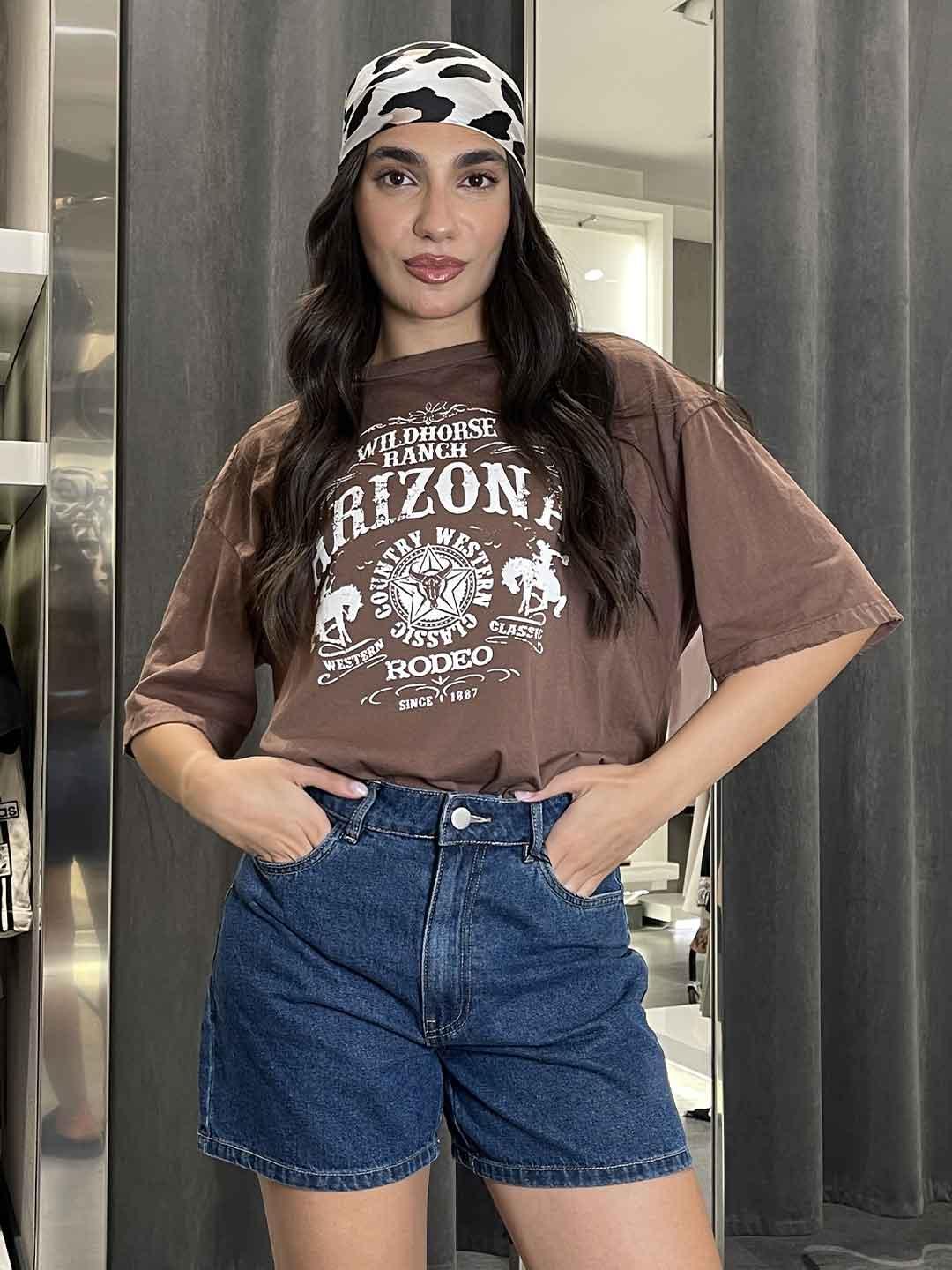 Motel t-shirt marrone stampa Arizona MO1862 MARRONE MOTEL 