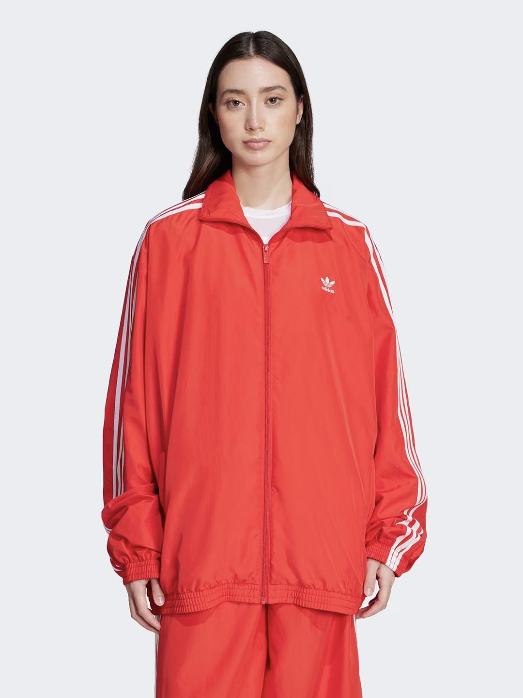 Adidas felpa rosso con zip over JD3393 ROSSO ADIDAS 