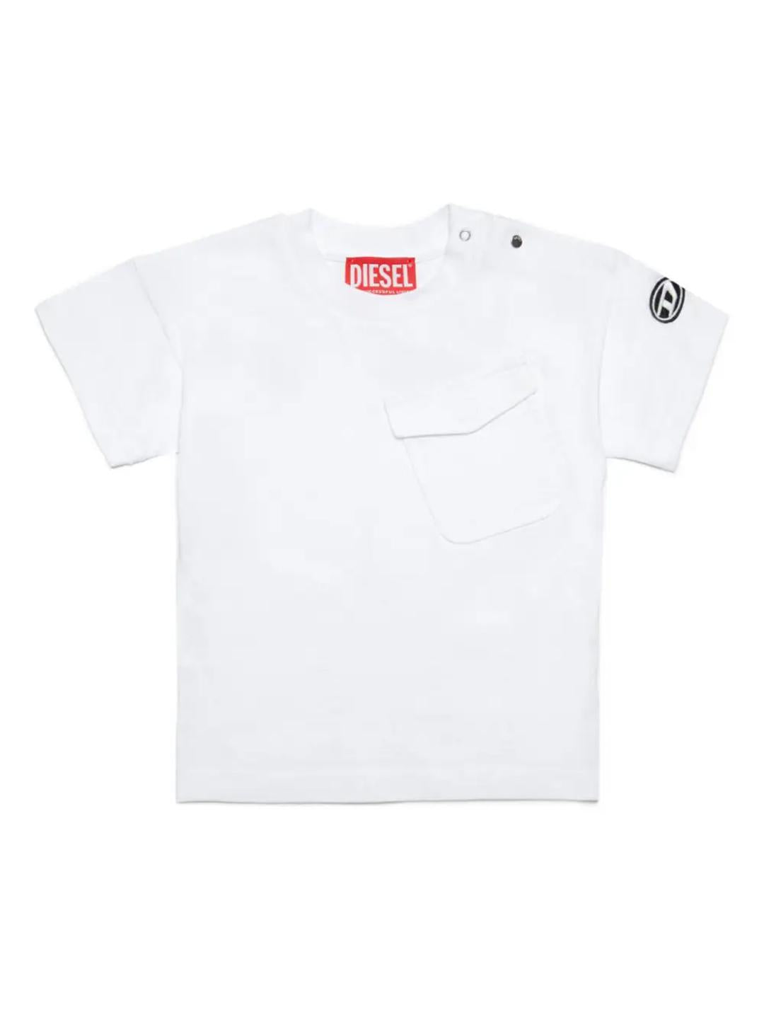 Diesel t-shirt neonato bianco con taschino K00521 KYAXX BIANCO DIESEL 