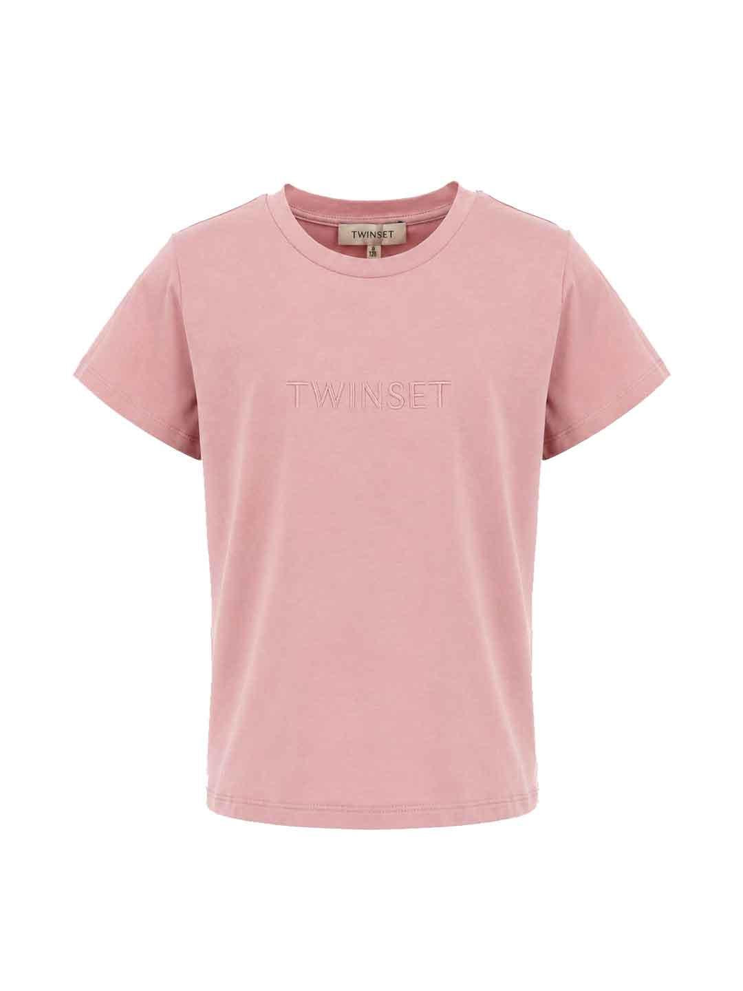 Twinset t-shirt kids rosa con logo ricamato 261GJ2252 ROSA TWINSET 