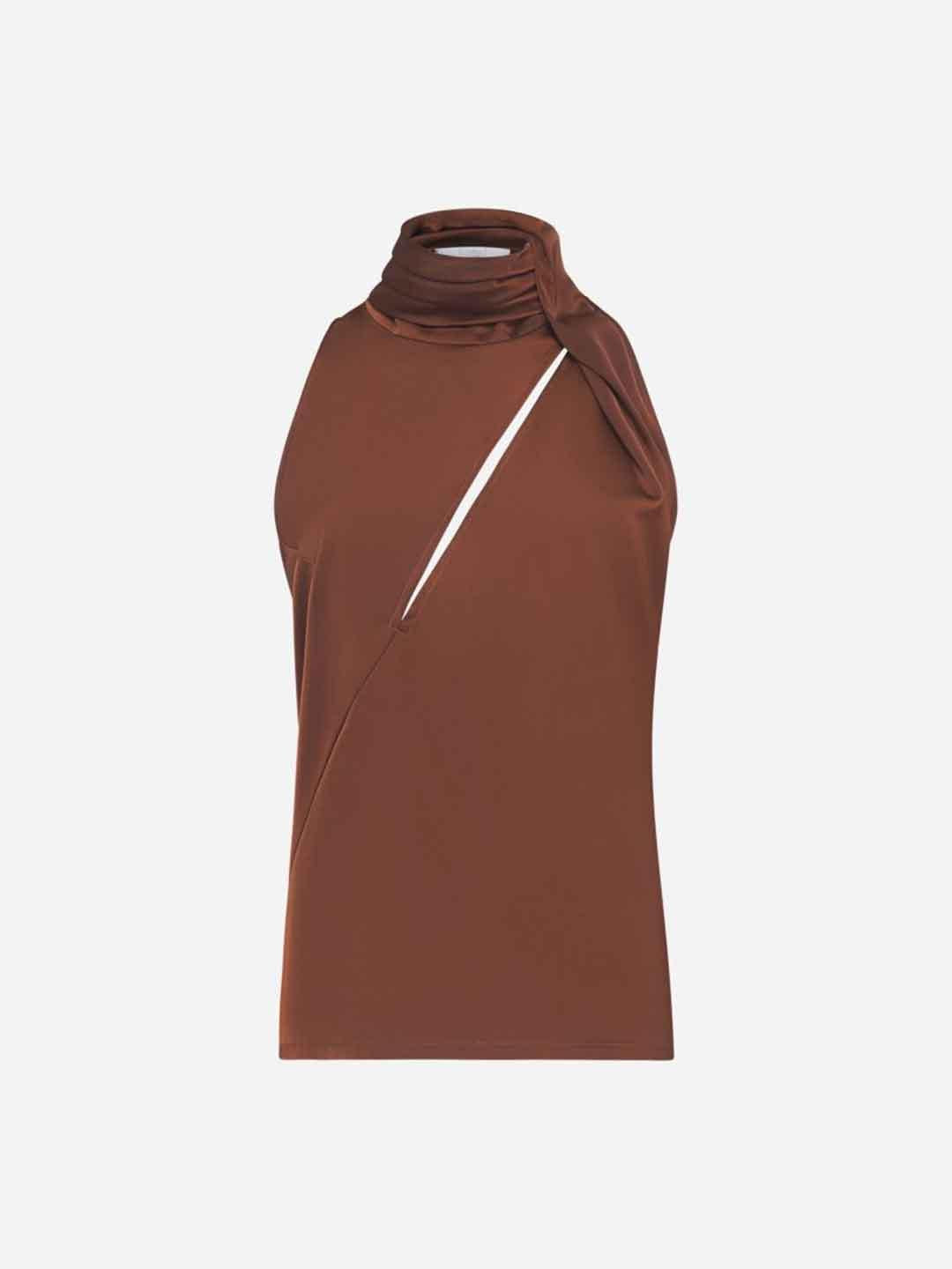 Silence top marrone in raso BOU852 MARRONE SILENCE 