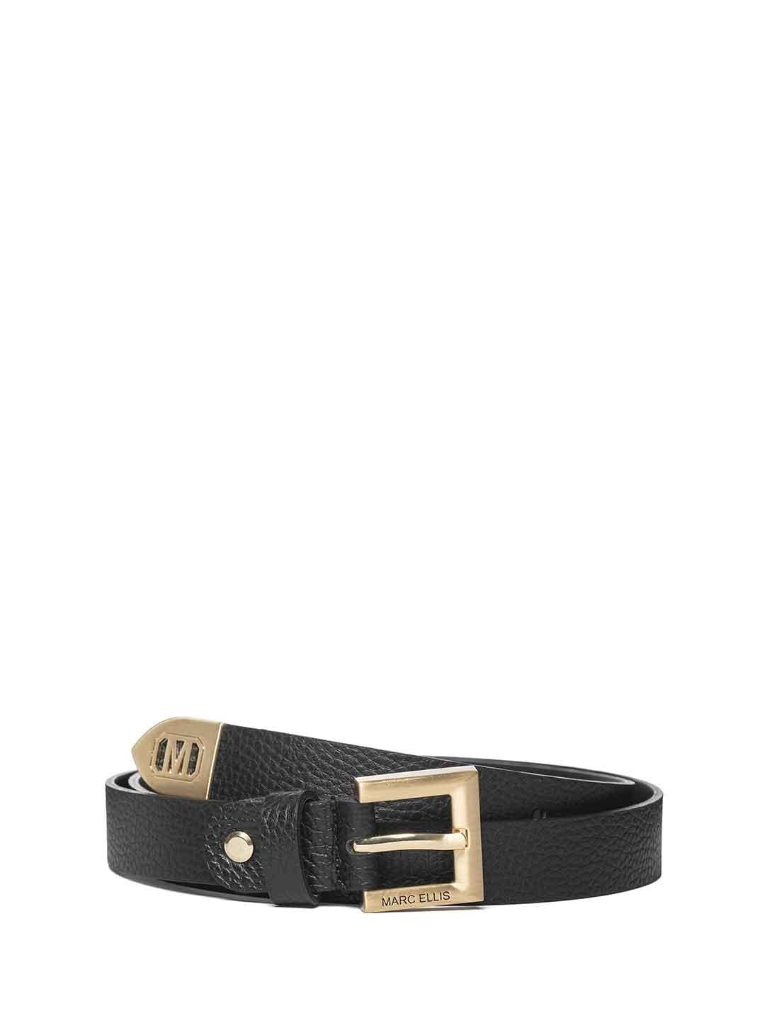 Marc Ellis 161 cintura nero fibbia quadrata oro ME BELT - 161 NERO MARC ELLIS 