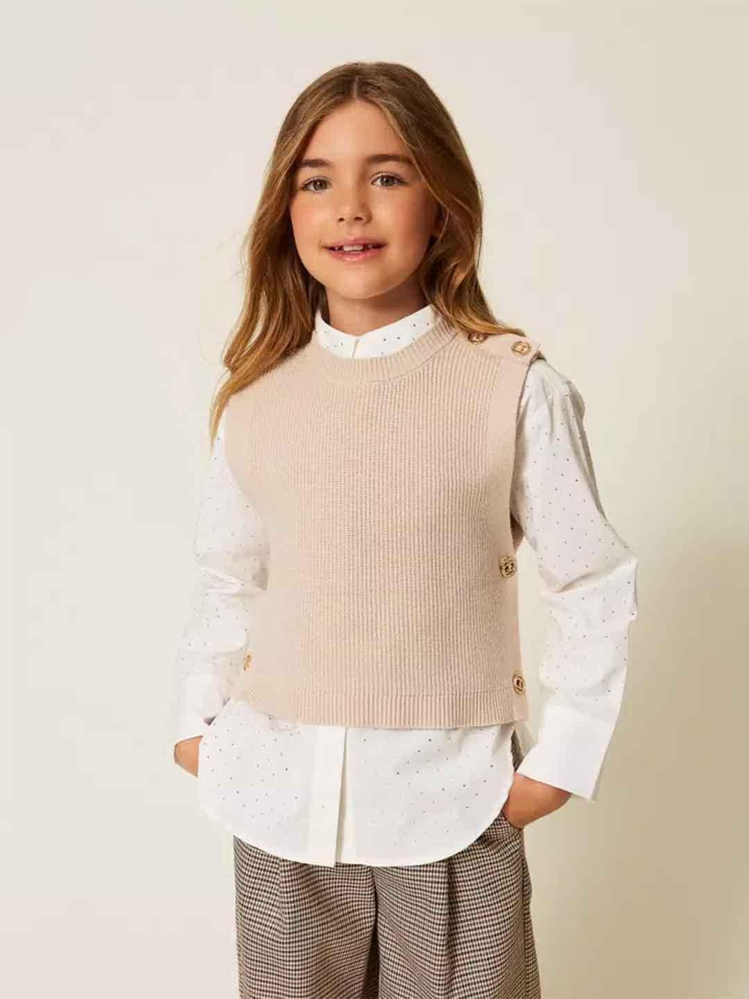 Twinset gilet kids beige in lana 252GJ3062 BEIGE TWINSET 
