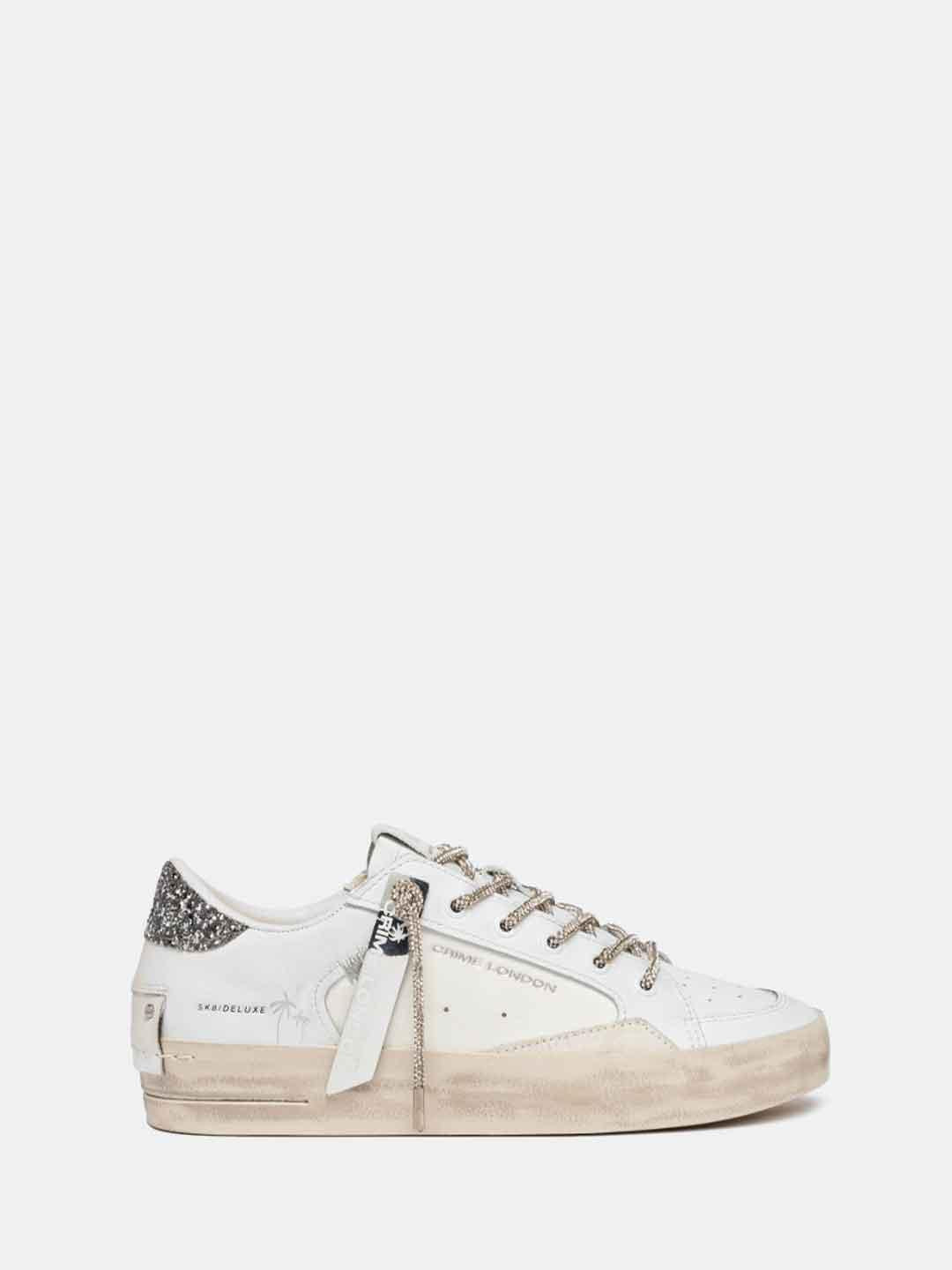 Crime Sk8 Deluxe sneakers bianco  con lacci in strass 29111 BIANCO CRIME 