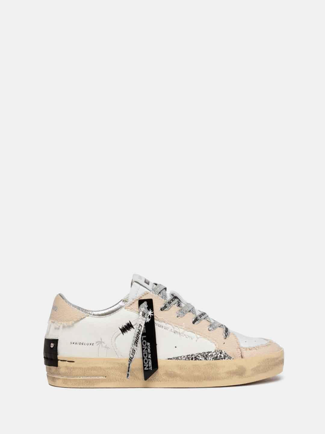 Crime SK8 Deluxe sneakers bianco con lacci argento 29109 BIANCO CRIME 