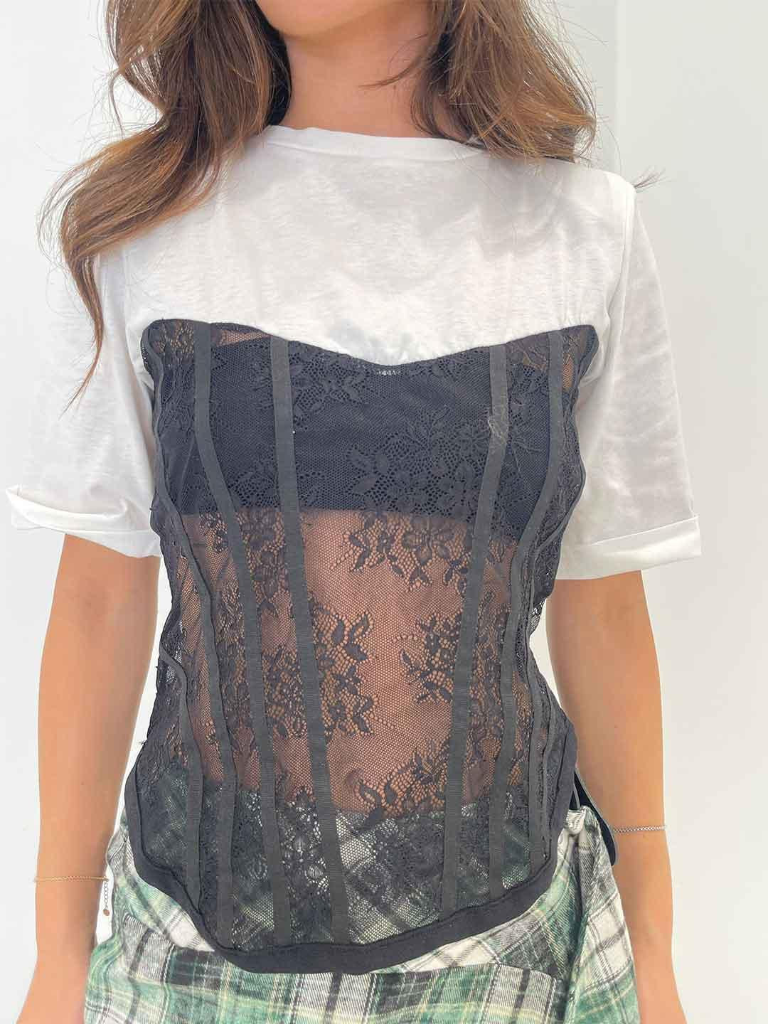 Tensione In t-shirt bianco con corsetto GH470 BIANCO TENSIONE IN 