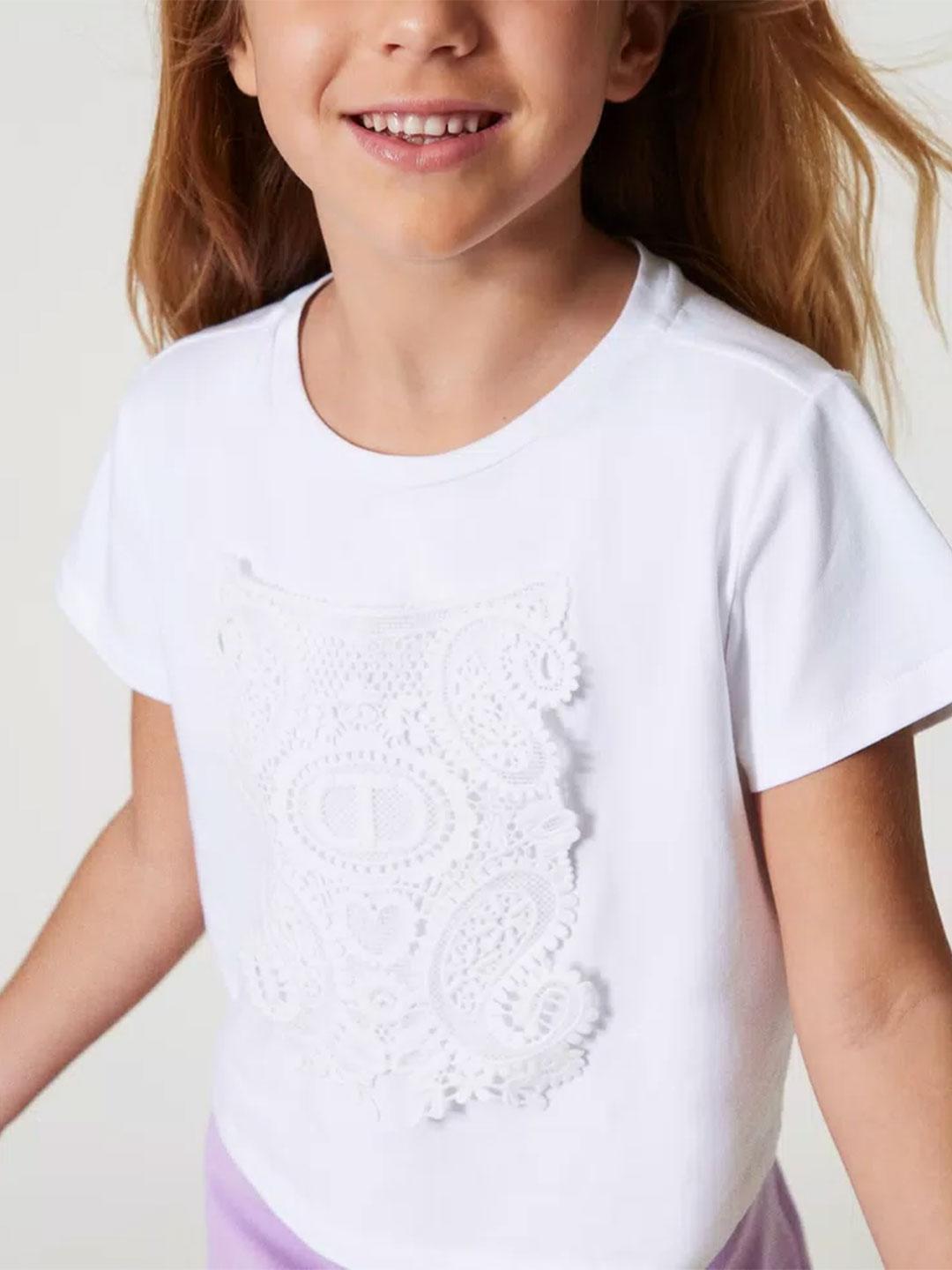 Twinset t-shirt kids bianco con pizzo 2480 BIANCO TWINSET 