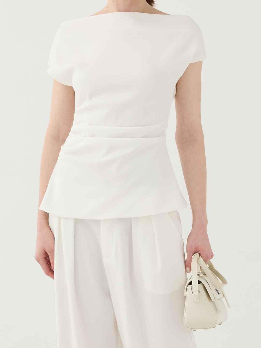 Eleh top bianco con pieghe sui lati SS260083 BIANCO ELEH 