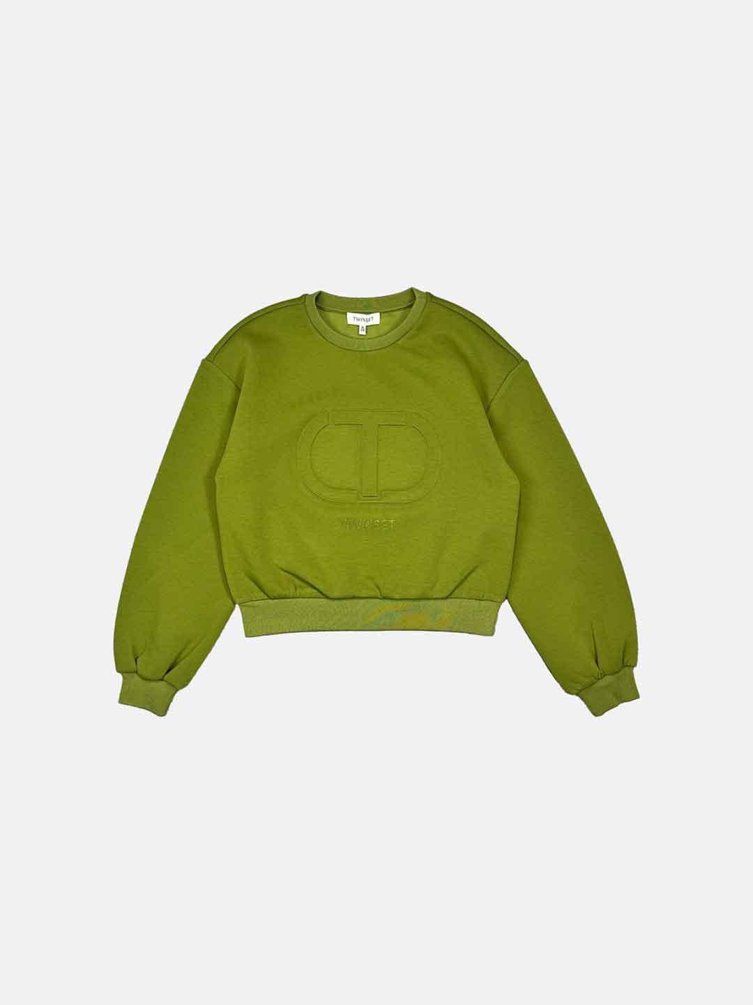 Twinset felpa kids verde con logo 252GJ205M VERDE TWINSET 