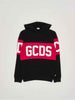 GCDS felpa kids nero con cappuccio e banda logo