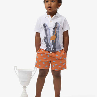 Lacoste costume kids arancio con logo celeste 847660 NA7 ARANCIO LACOSTE 