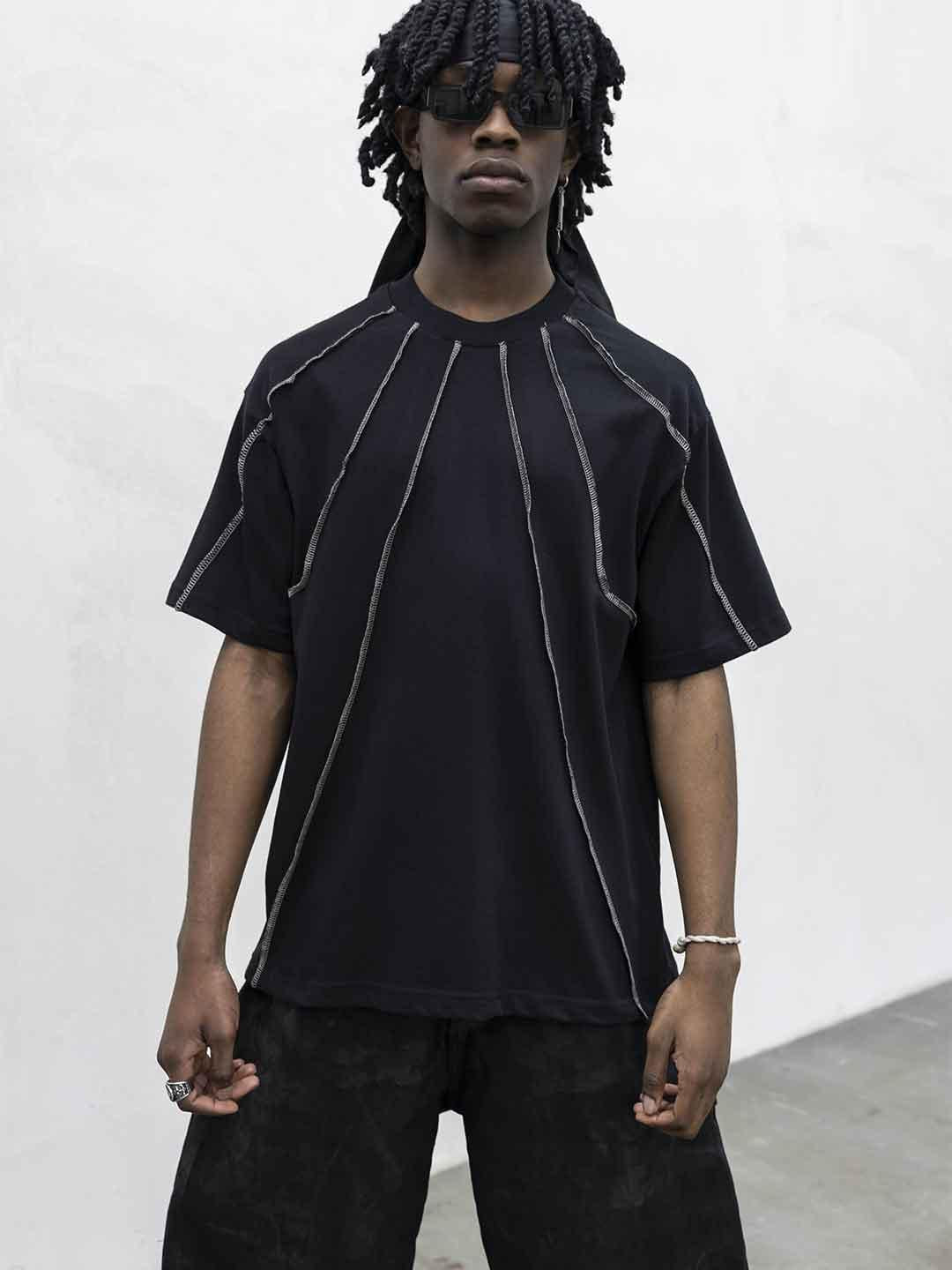 Present Day t-shirt nero con cuciture PRS006 NERO PRESENT DAY 