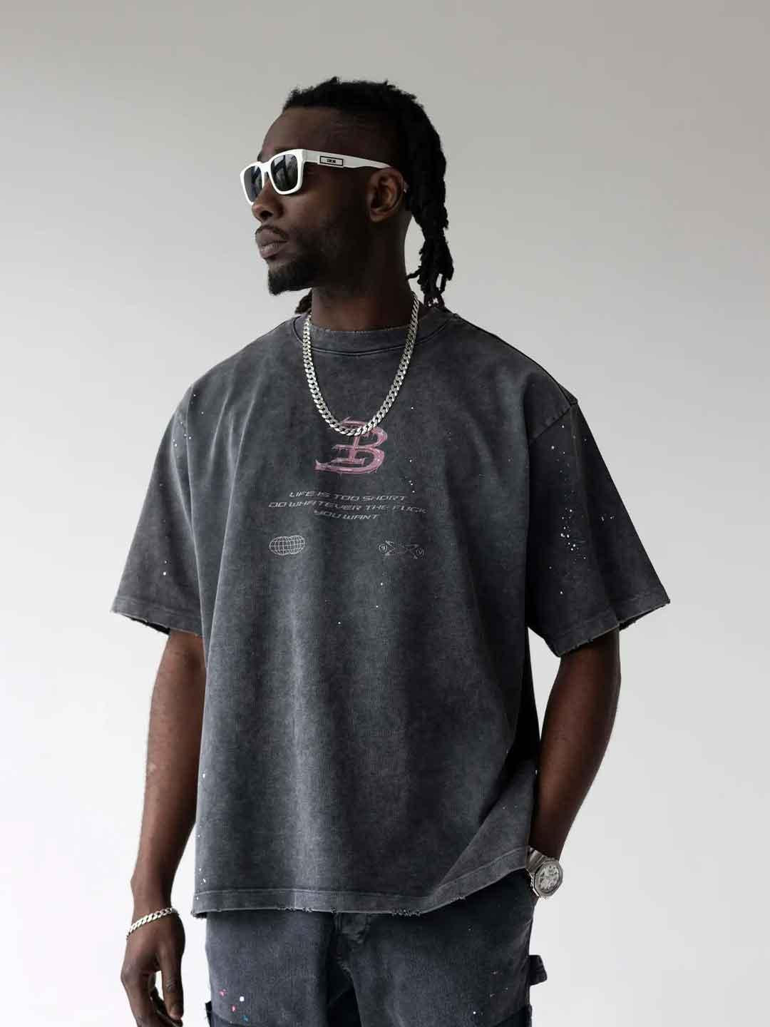 Black Island t-shirt grigio con logo rosa ADA2004 GRIGIO BLACK ISLAND 
