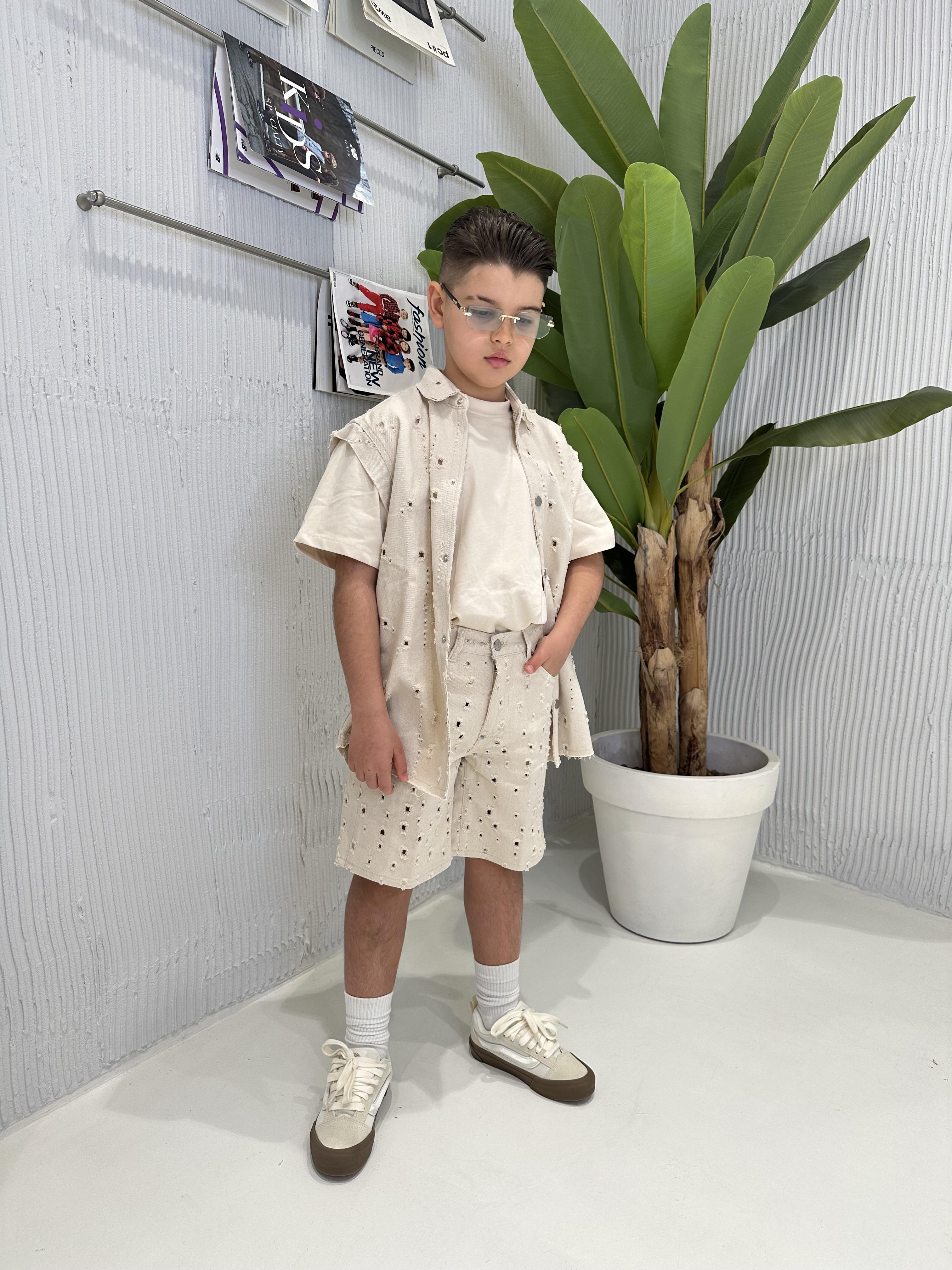 I'M Brian t-shirt kids beige traforata TS3328J BEIGE I'M BRIAN 