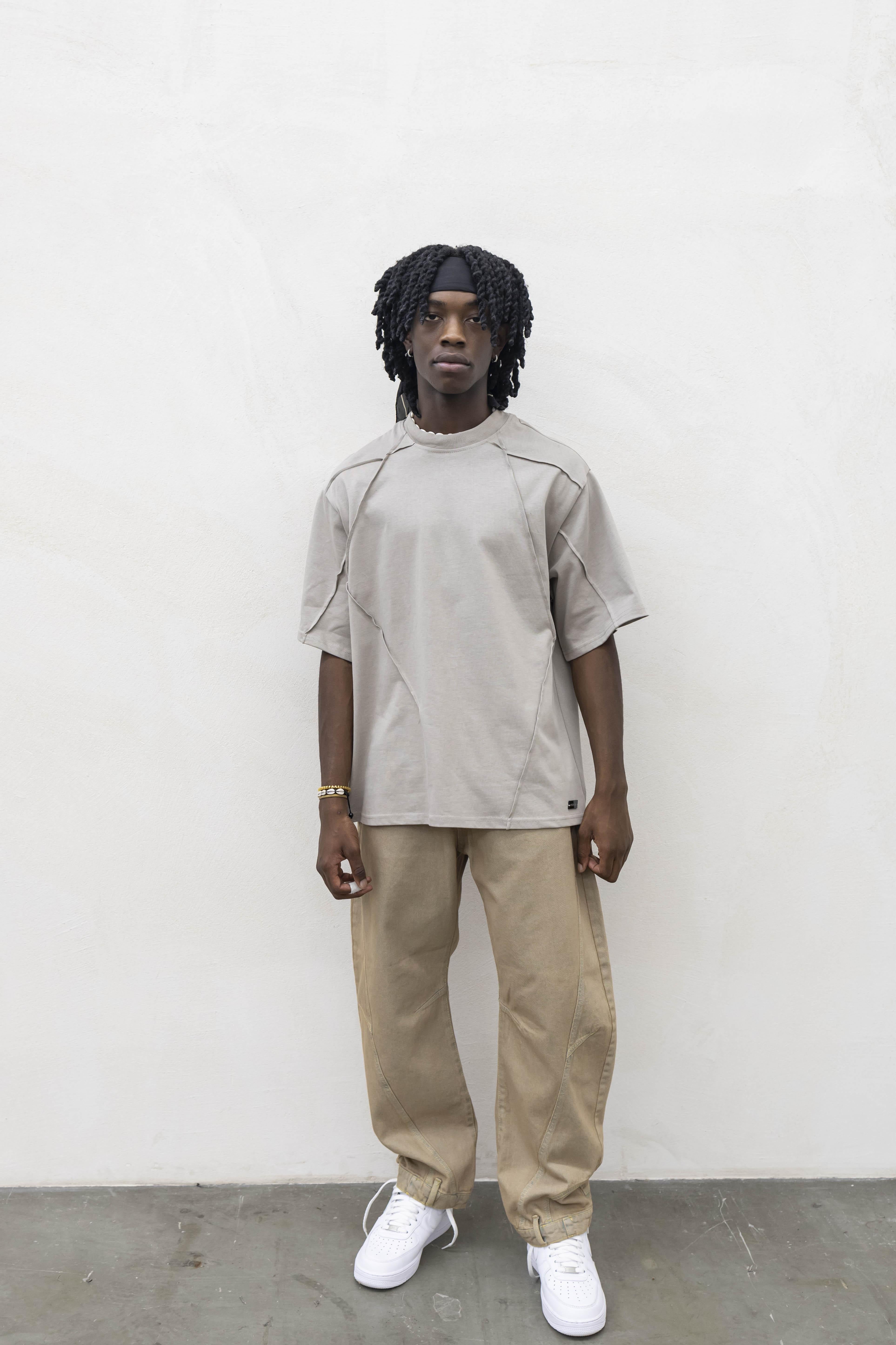 Present Day t-shirt beige con cuciture PRS008 BEIGE PRESENT DAY 