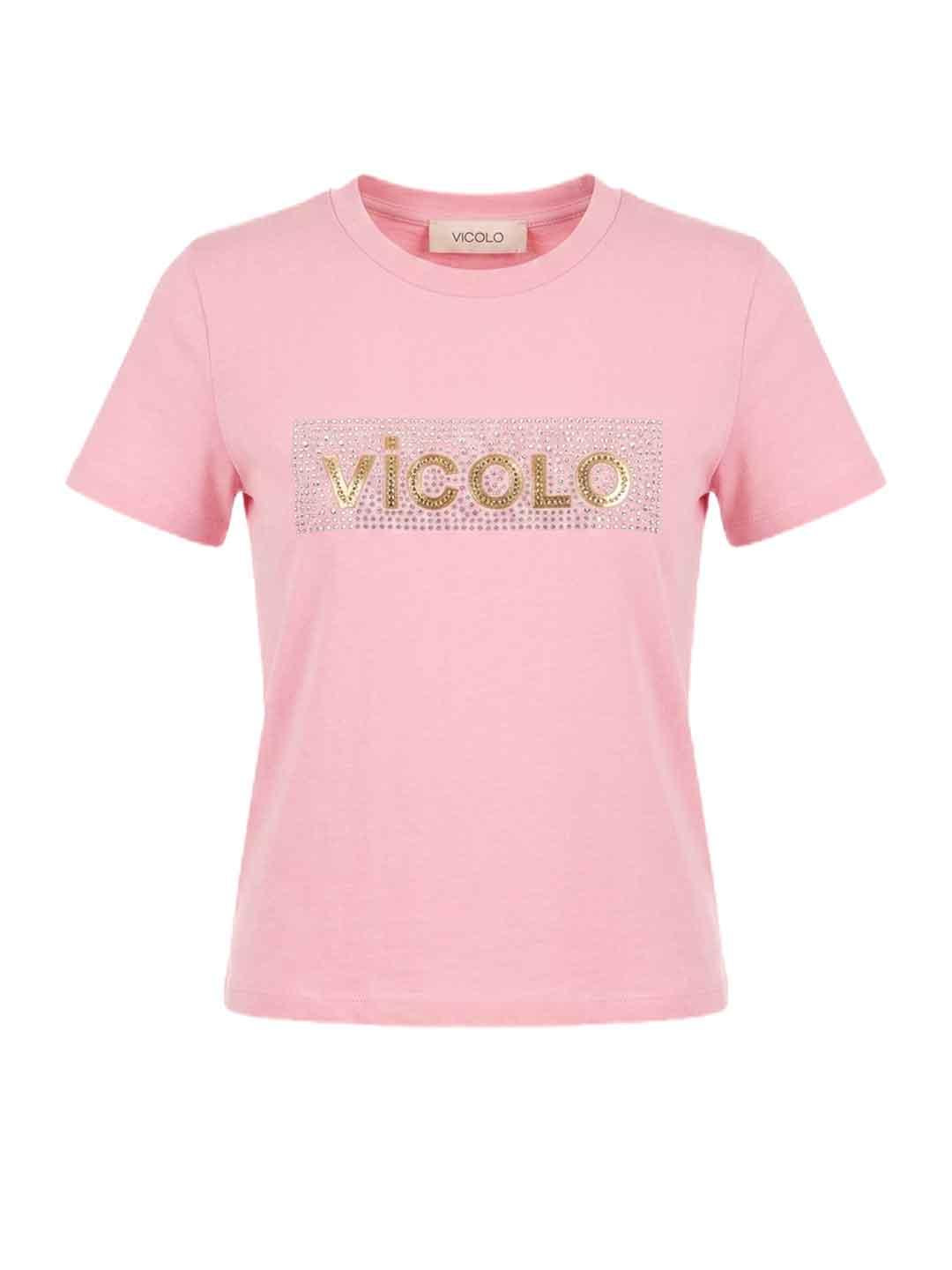 Vicolo t-shirt kids rosa con logo glitter 2-14 anni 3146M00415 ROSA VICOLO 