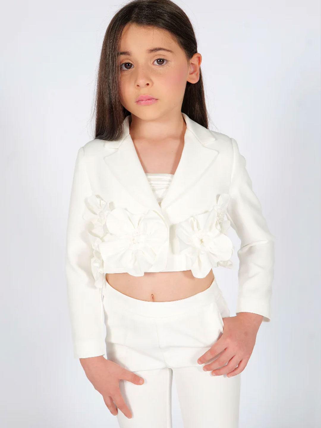 Fun & Fun giacca kids bianco con fiori 0989 BIANCO FUN & FUN 