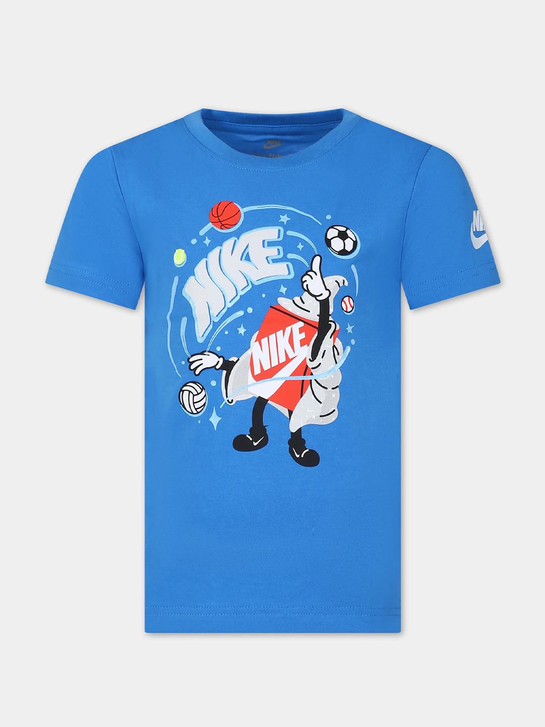 Nike t-shirt kids celeste con stampa in contrasto 86L871-B68 CELESTE NIKE 