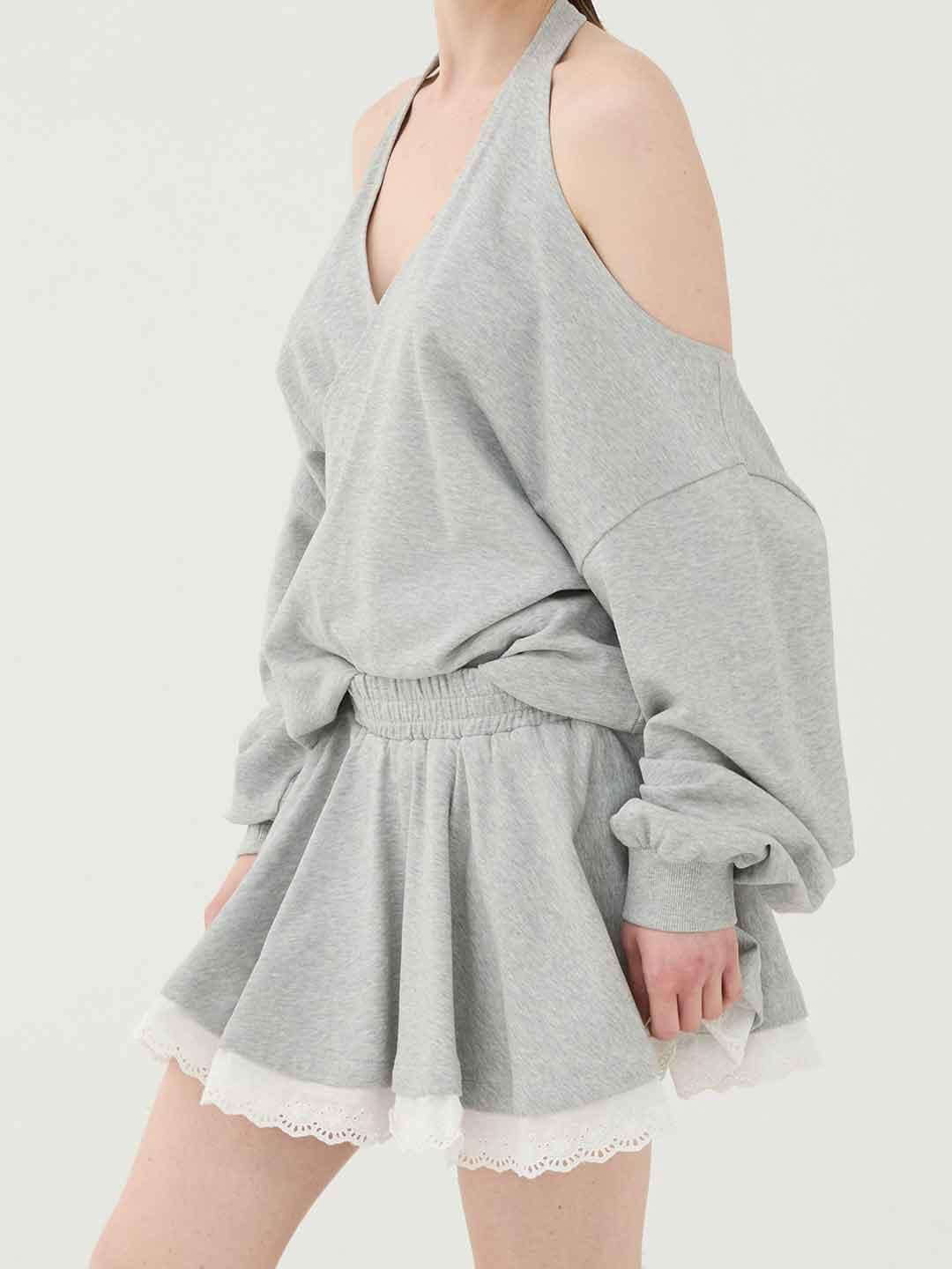 Eleh felpa grigio con scollo incorciato SS260193 GRIGIO ELEH 