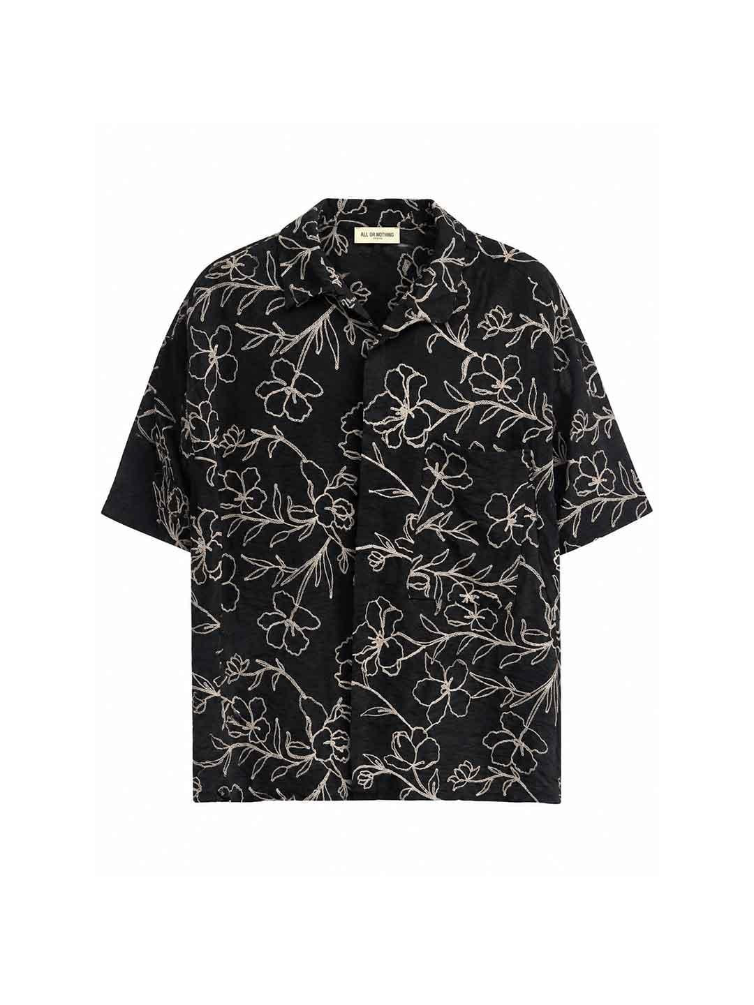 All Or Nothing Mykonos camicia nero con ricami<BR/> MYKONOS CAMICIA NERO ALL OR NOTHING 