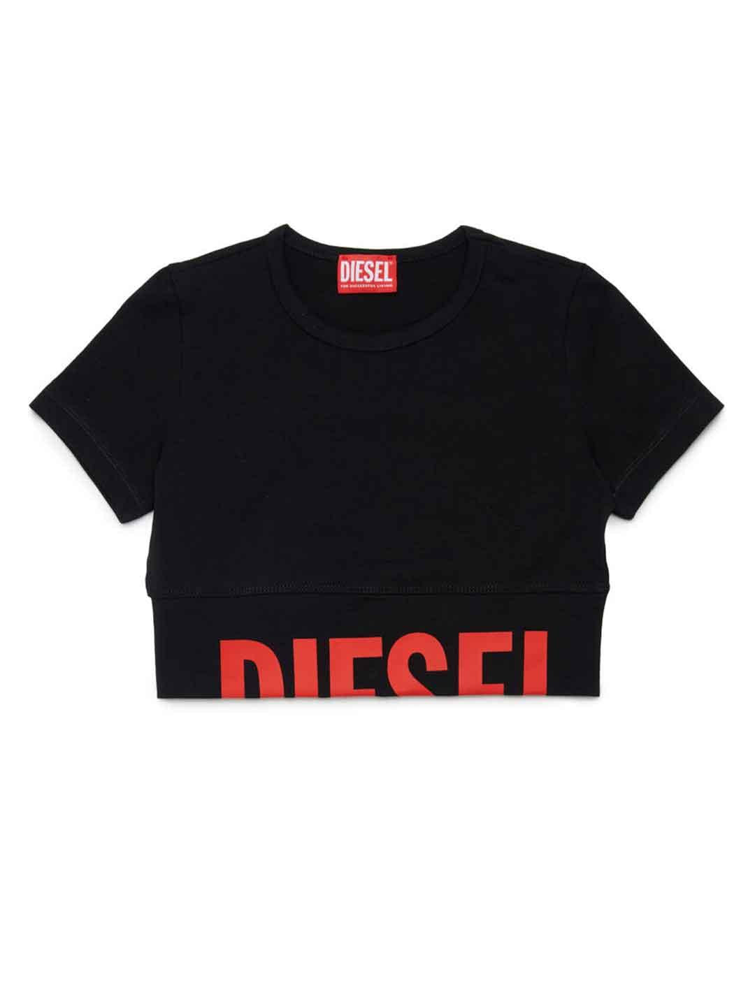 Diesel Tcefy t-shirt nero con logo rosso J02581 KYA0L NERO DIESEL 