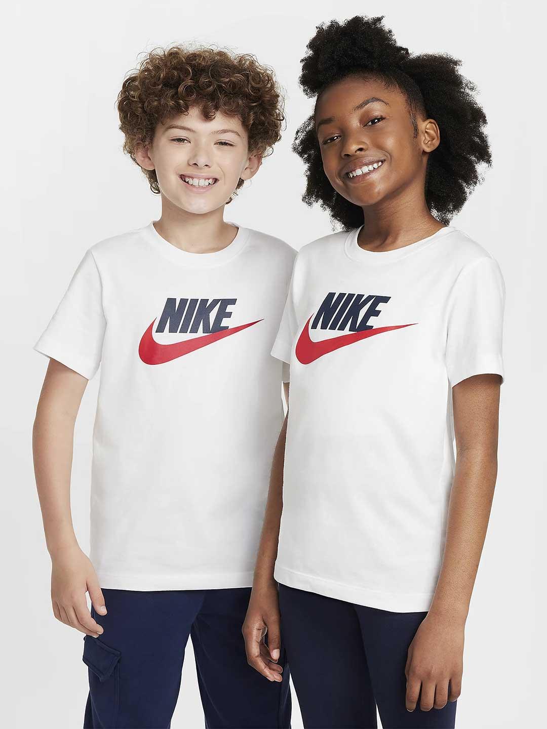 Nike t-shirt kids bianco con logo rosso FZ5178-100 BIANCO NIKE 