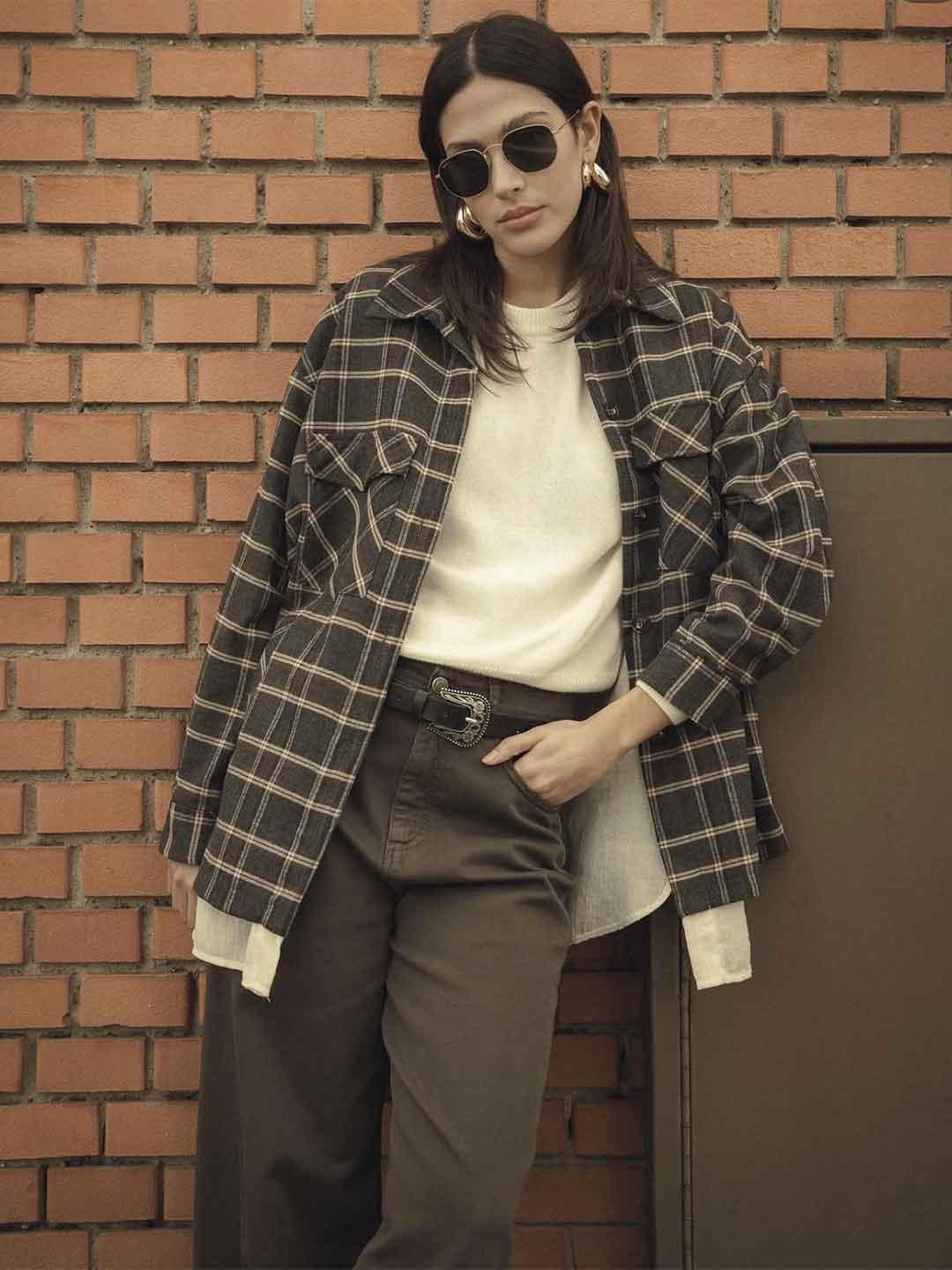 Tensione In camicia marrone a quadri W25CA08 MARRONE TENSIONE IN 