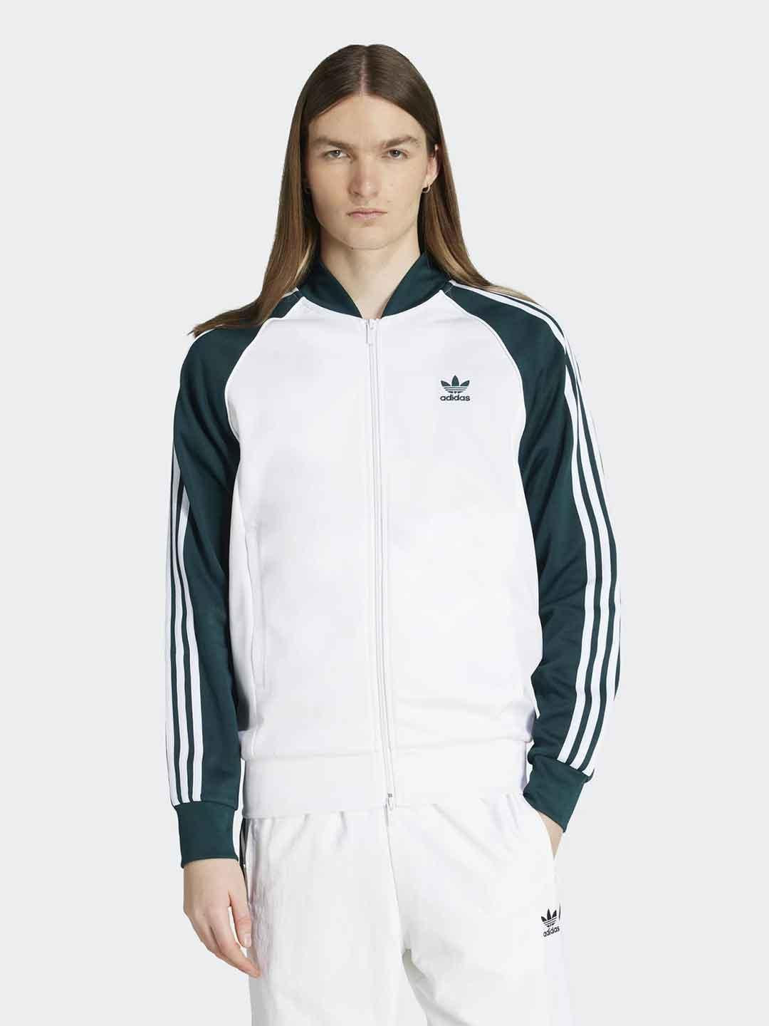 Adidas felpa bianca e verde JY1293 BIANCO ADIDAS 