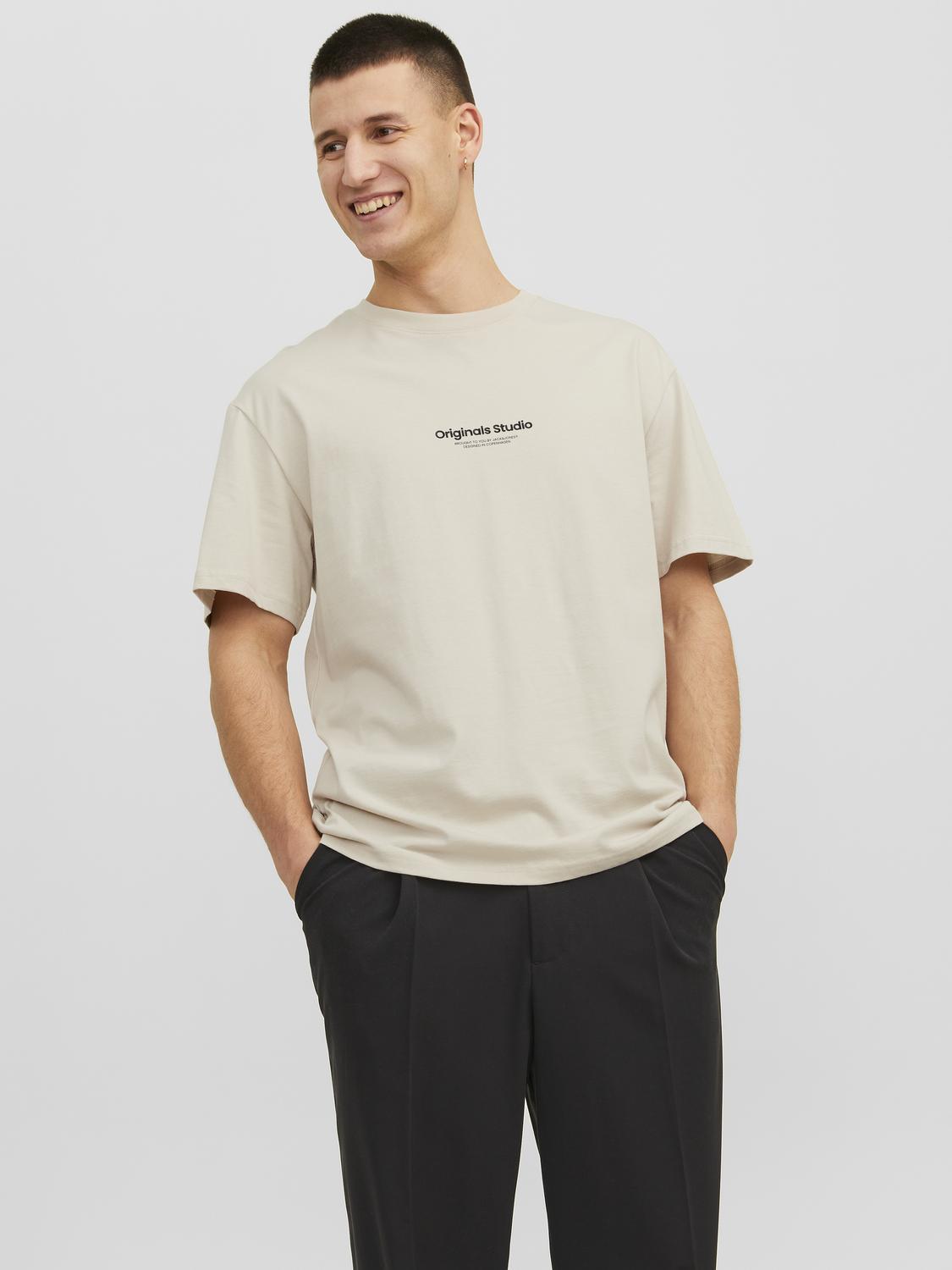Jack & Jones t-shirt beige Originals Studio 12240121 BEIGE JACK & JONES 