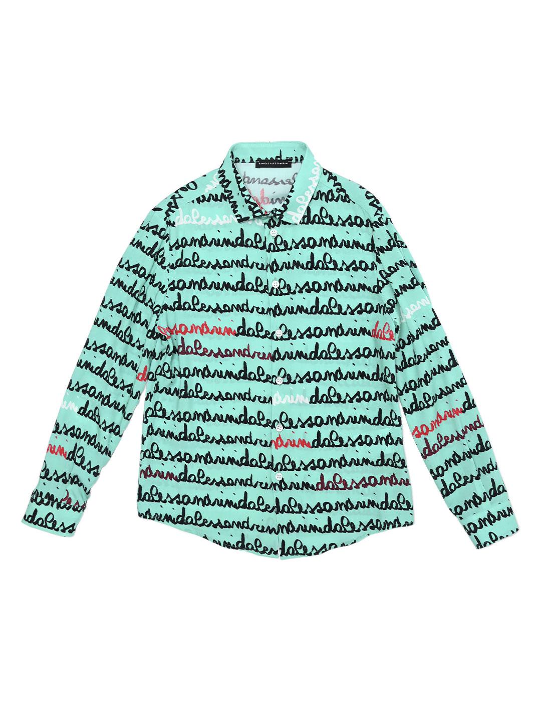 Daniele Alessandrini camicia kids verde con logo all over 1235C00159 VERDE DANIELE ALESSANDRINI 