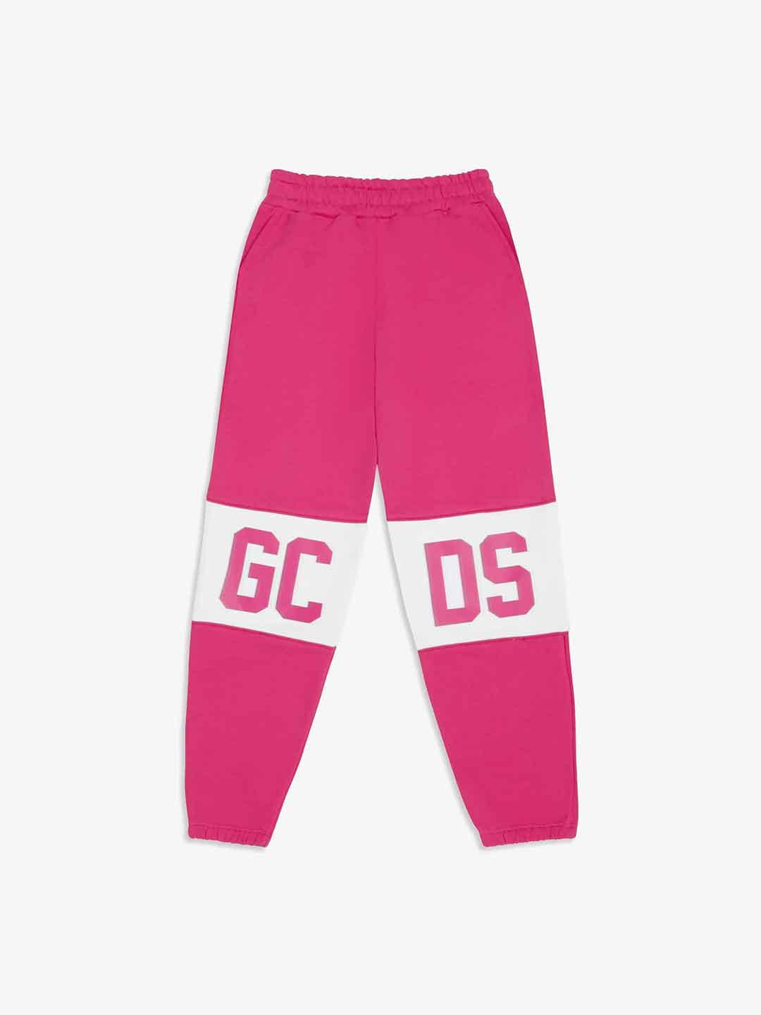 GCDS pantaloni kids rosa con banda logo B2JU3017BA2 ROSA GCDS 