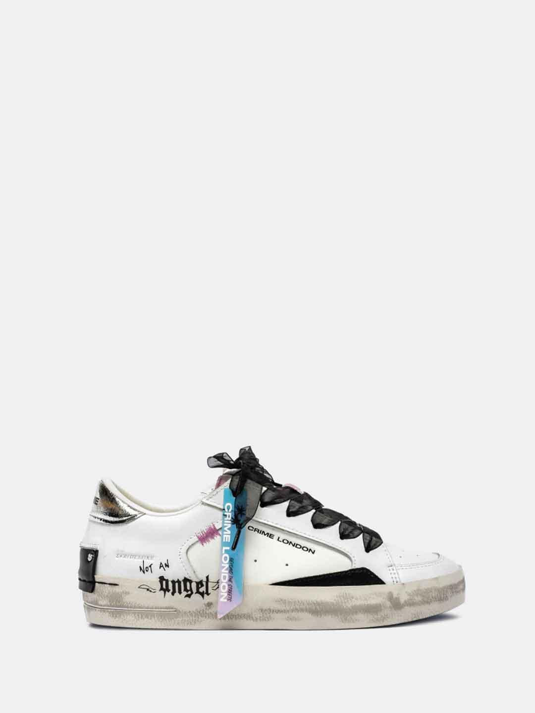 Crime Sk8 Deluxe sneakers bianco con tab argento 25102 BIANCO CRIME 