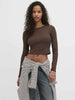 JJXX Feline t-shirt marrone manica lunga