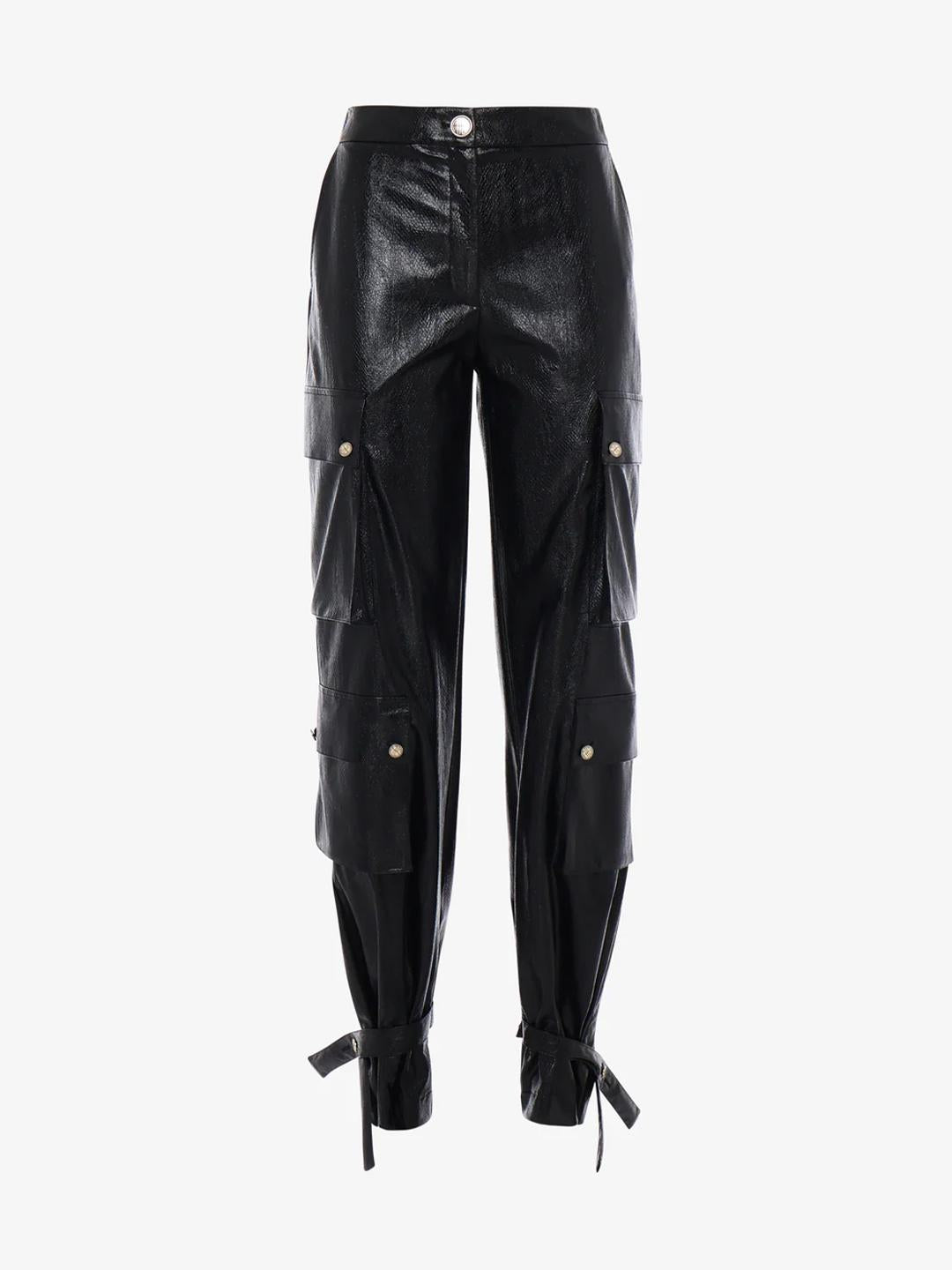 Alma Sanchez Paila pantalone nero in pelle cargo AS2425104 NERO ALMA SANCHEZ 