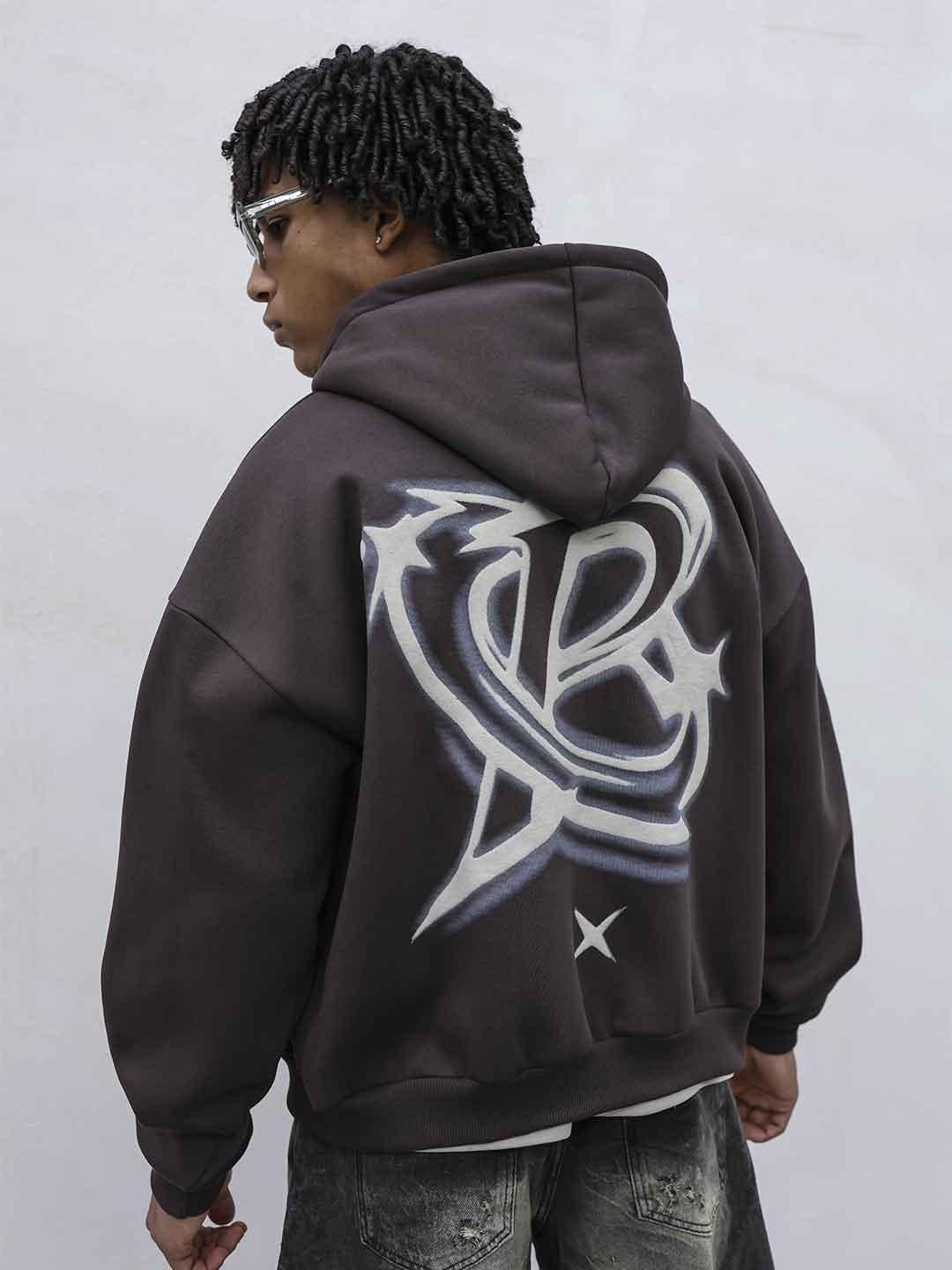 Present Day felpa marrone con stampa retro PRS066 MARRONE PRESENT DAY 