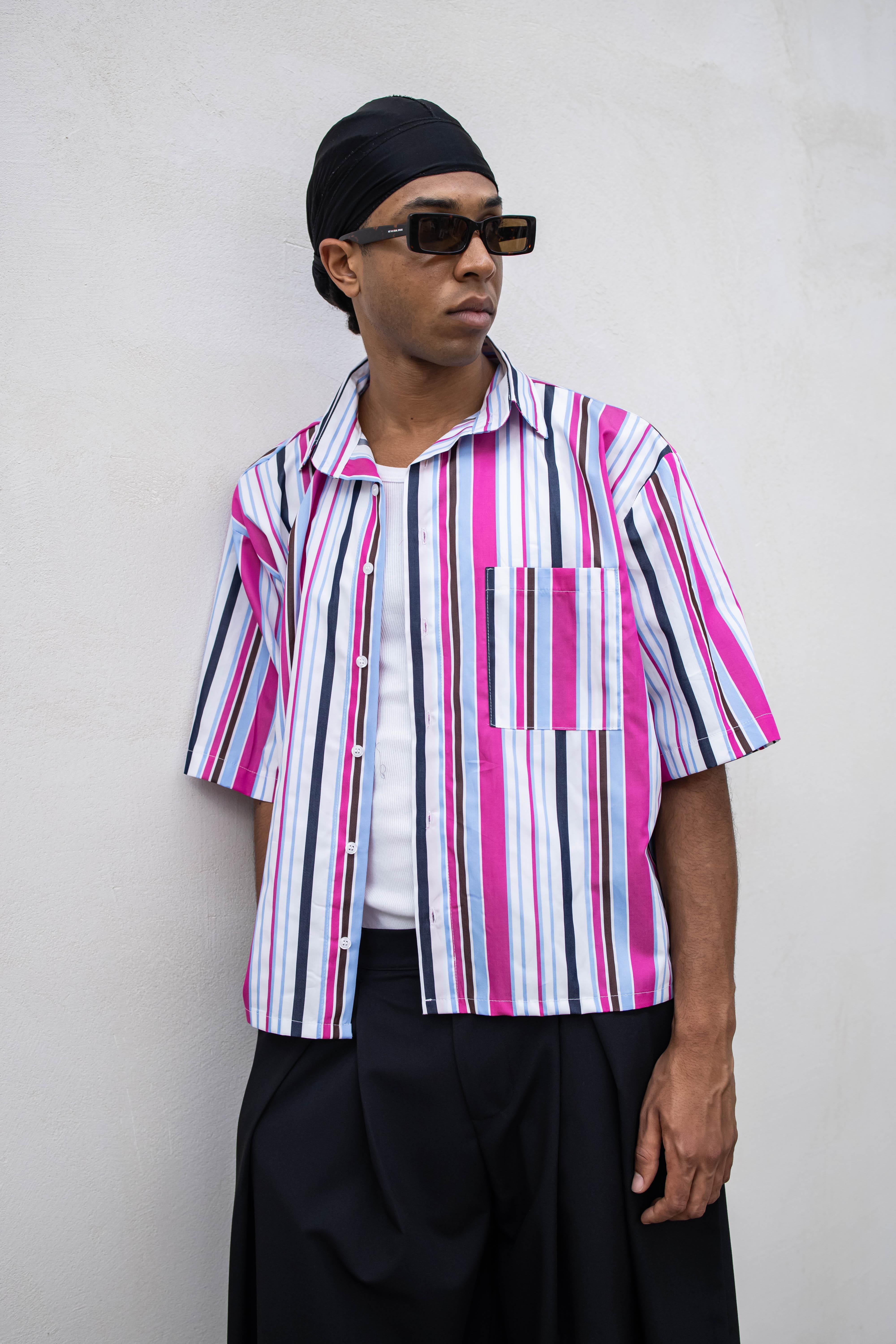 Present Day camicia bianco e fucsia a righe TKN044F BIANCO PRESENT DAY 