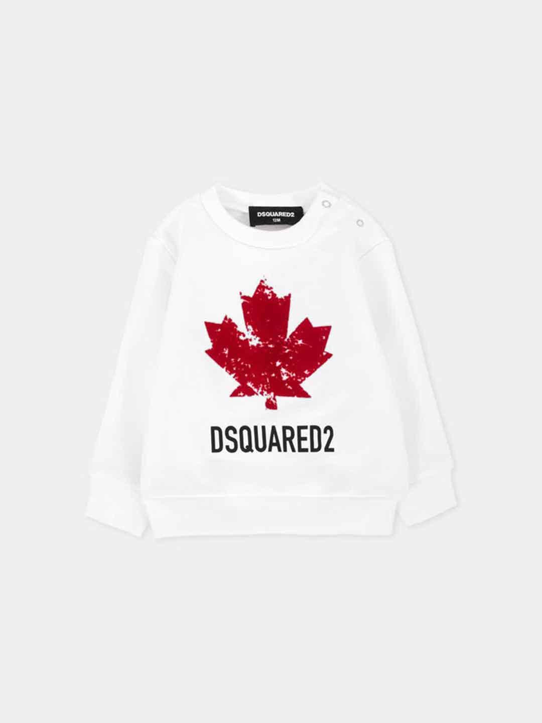 Dsquared 2 felpa kids bianco con logo rosso DQ3096 D00ZF B BIANCO DSQUARED 2 