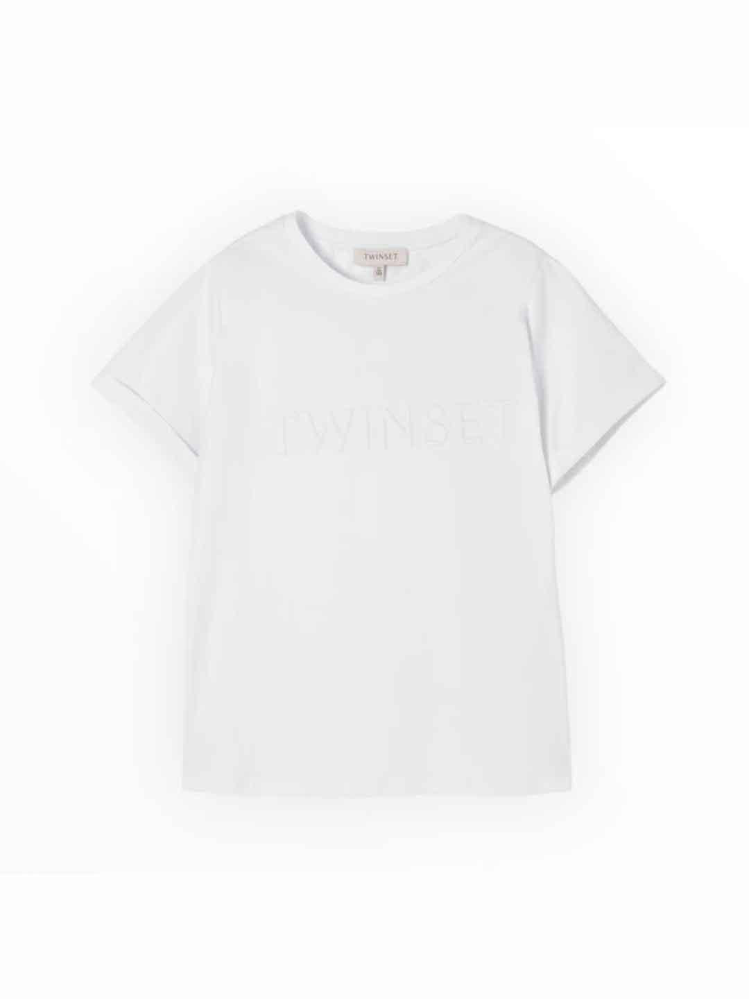 Twinset t-shirt kids bianco con logo in rilievo 2534 BIANCO TWINSET 