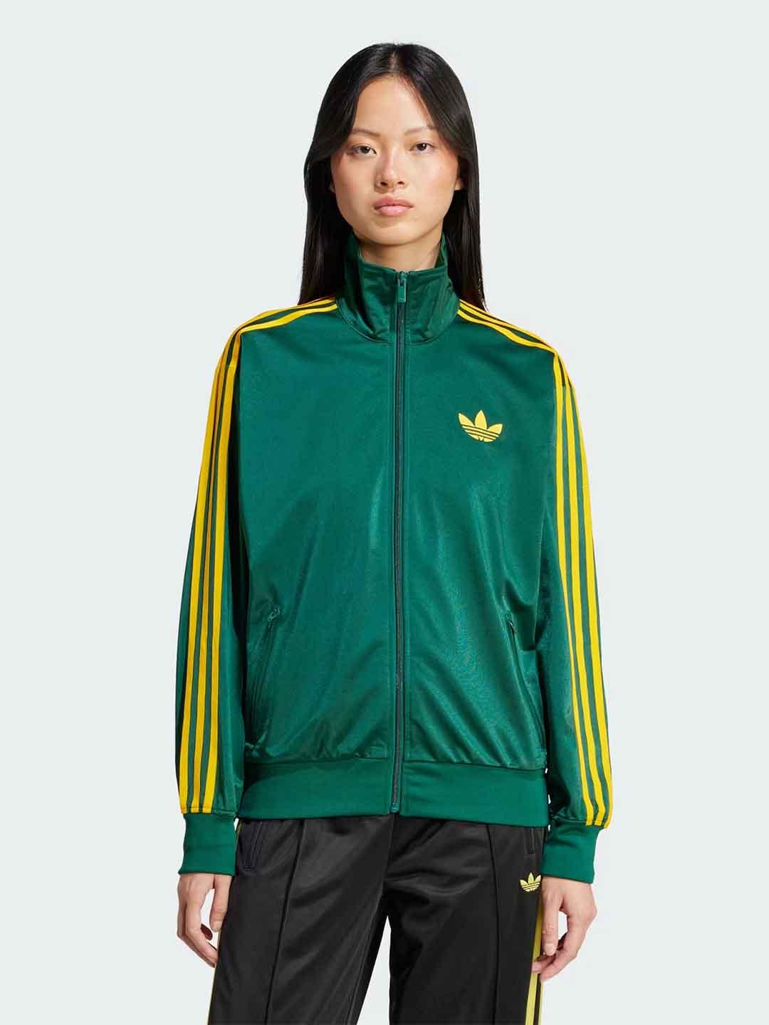 Adidas felpa verde con logo giallo JP2299 VERDE ADIDAS 