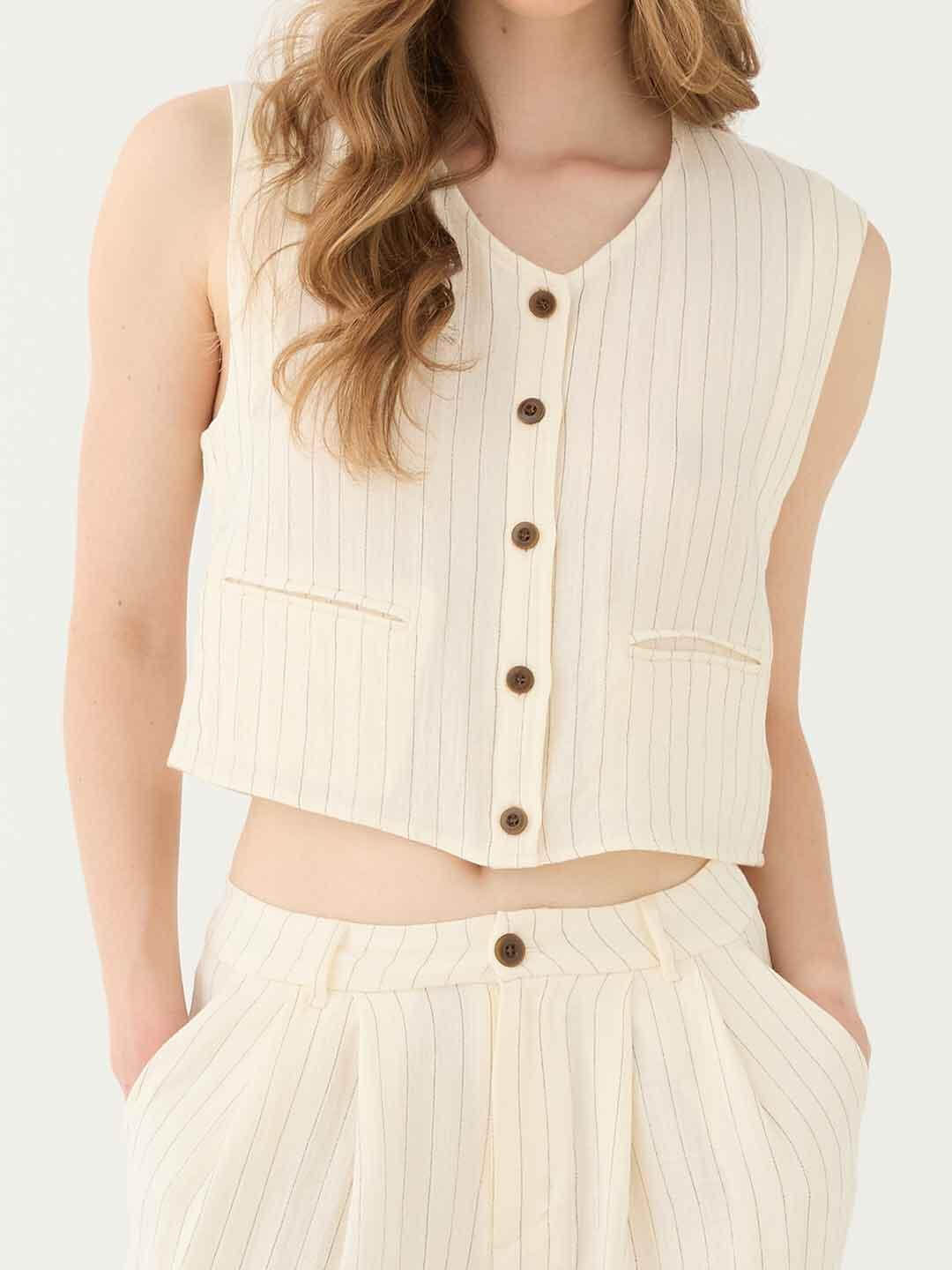 Eleh top panna a righe SS260154 PANNA ELEH 