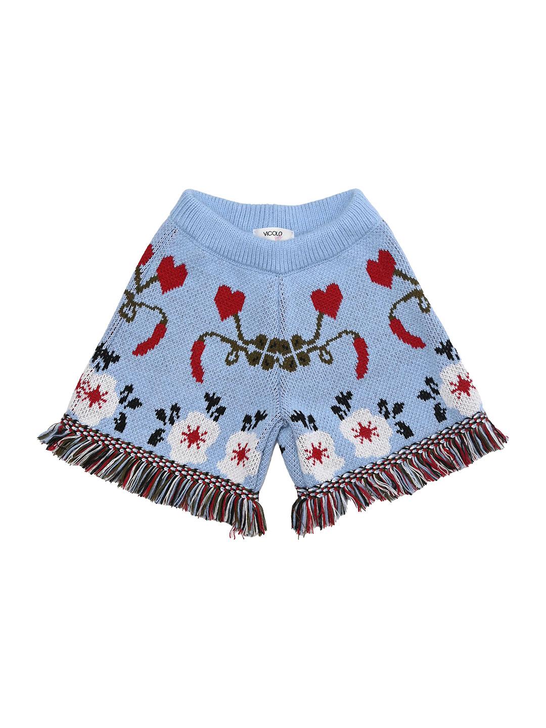 Vicolo shorts kids celeste a fantasia con frange 3142SW00050 CELESTE VICOLO 