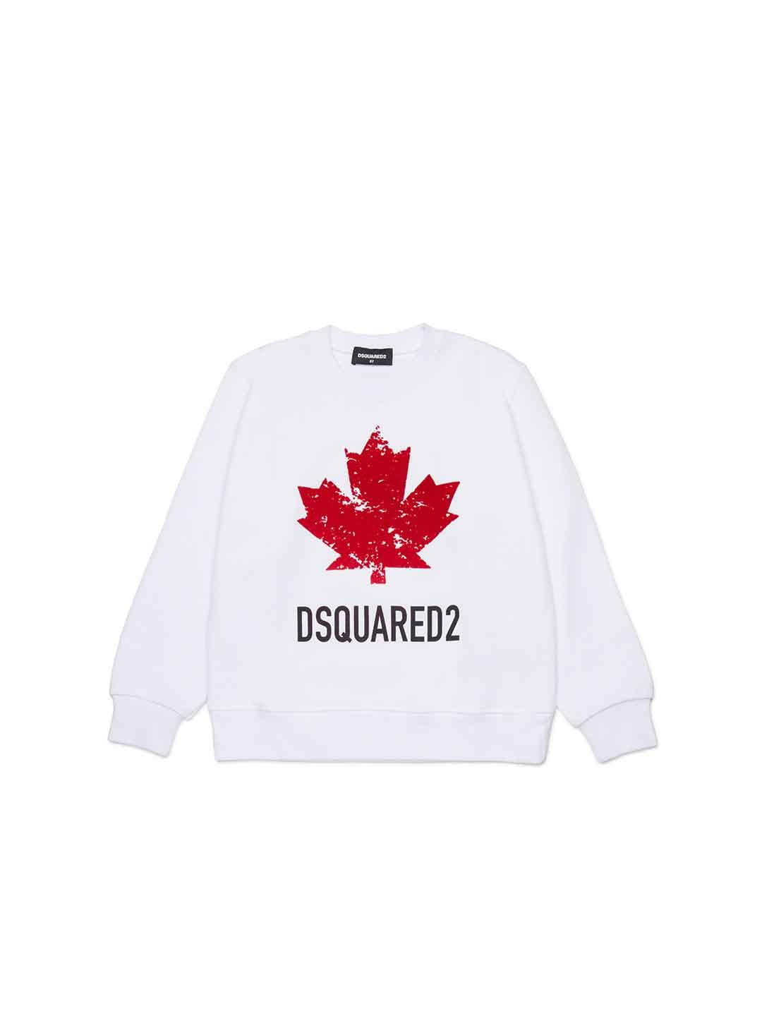 Dsquared 2 felpa kids bianco con logo rosso DQ3005 D00ZF BIANCO DSQUARED 2 